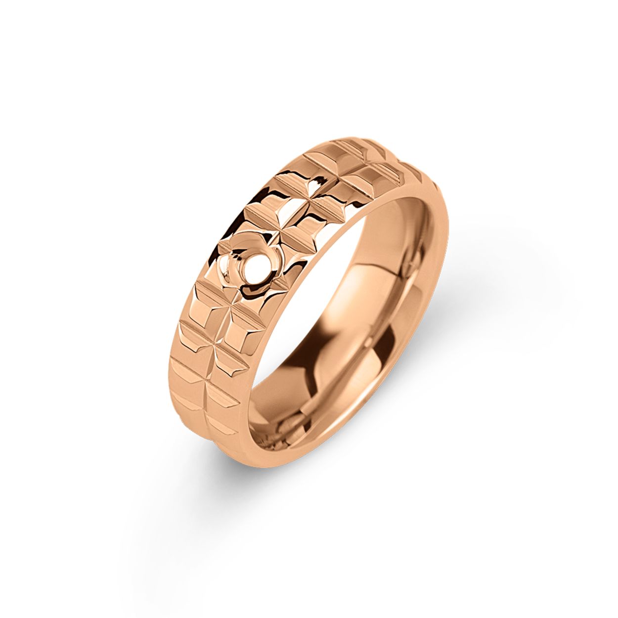 Dit is een rosekleurige ring uit de collectie Twisted in maat 56