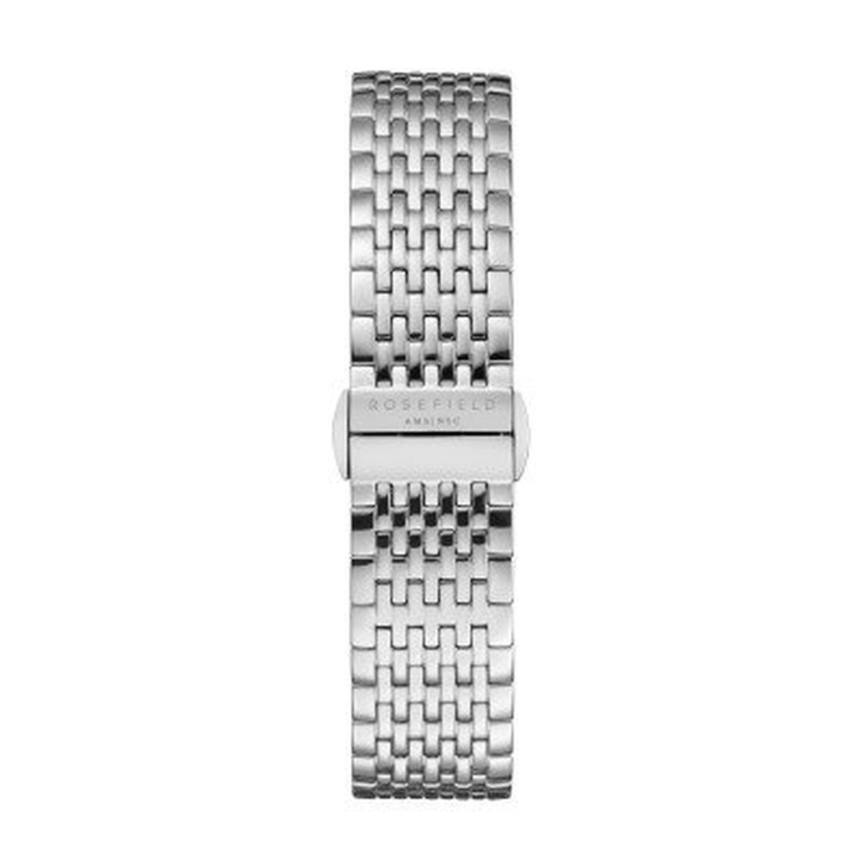 Turn your 33 mm Rosefield watch into a timeless and cool classic with The Upper East Side link bracelet. The stainless steel link bracelet looks elegant and sophisticated and is easily suitable to every look. Update your watch now with the link bracelet in cool and slightly tough Silver. The strap is adjustable with a tool supplied with every watch.