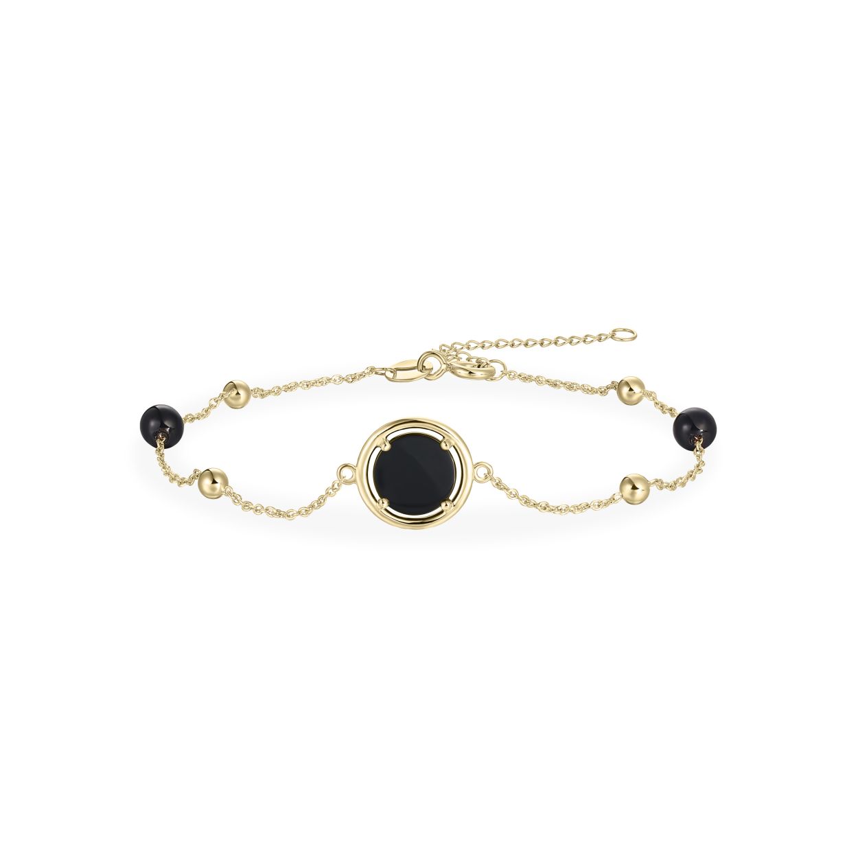 Gisser armband 14krt met zwarte rondjes