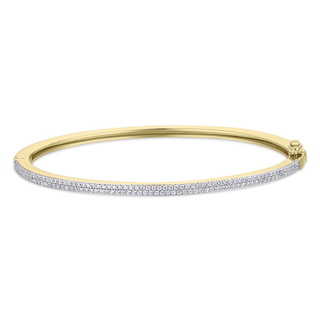 Deze armband is een damessieraad gemaakt van goud. De armband is goud van kleur en gevuld met briljant.