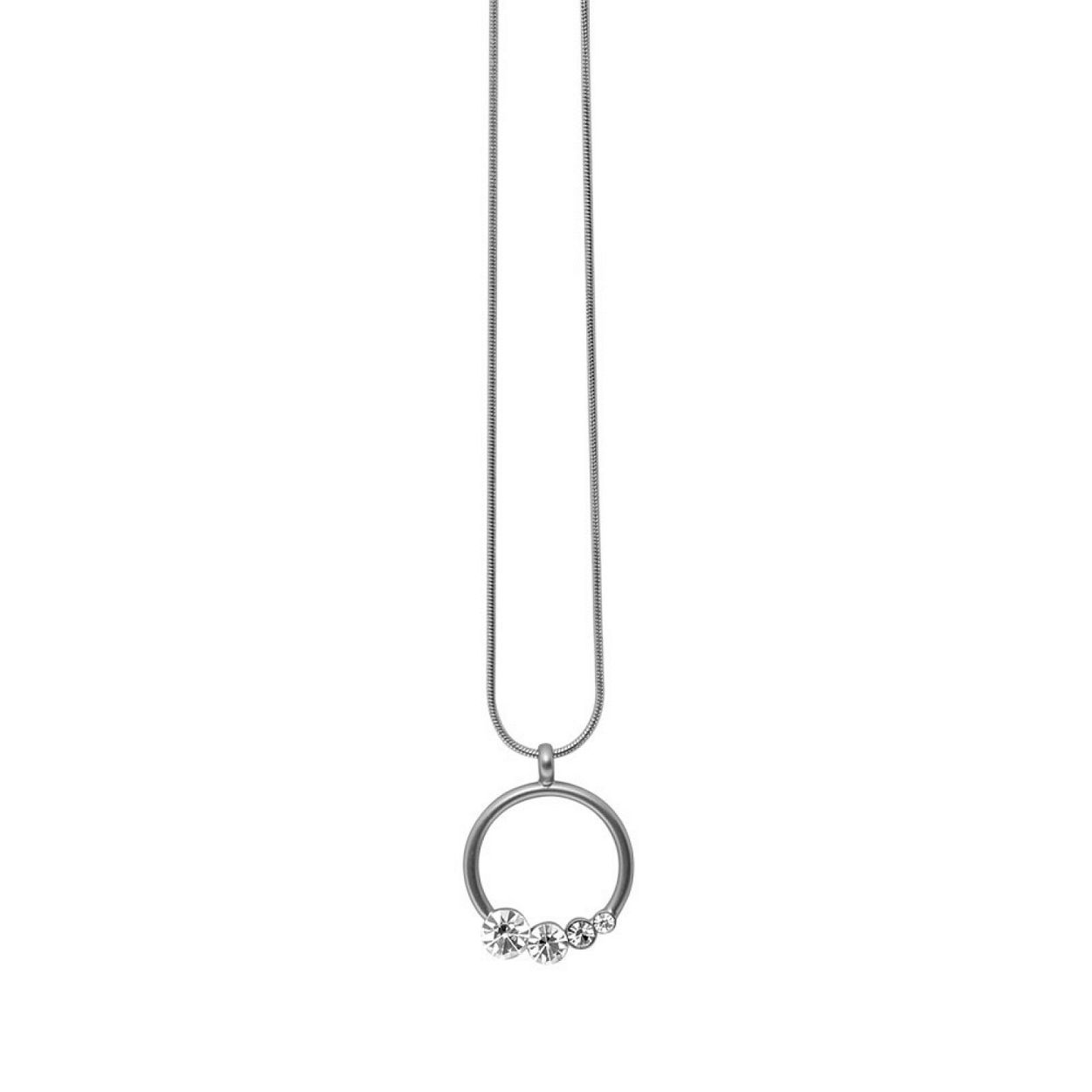 Deze Ketting van het merk Dansk heeft de kleur Zilver mat. Dansk Violet Circle Necklace Rhodium Plating