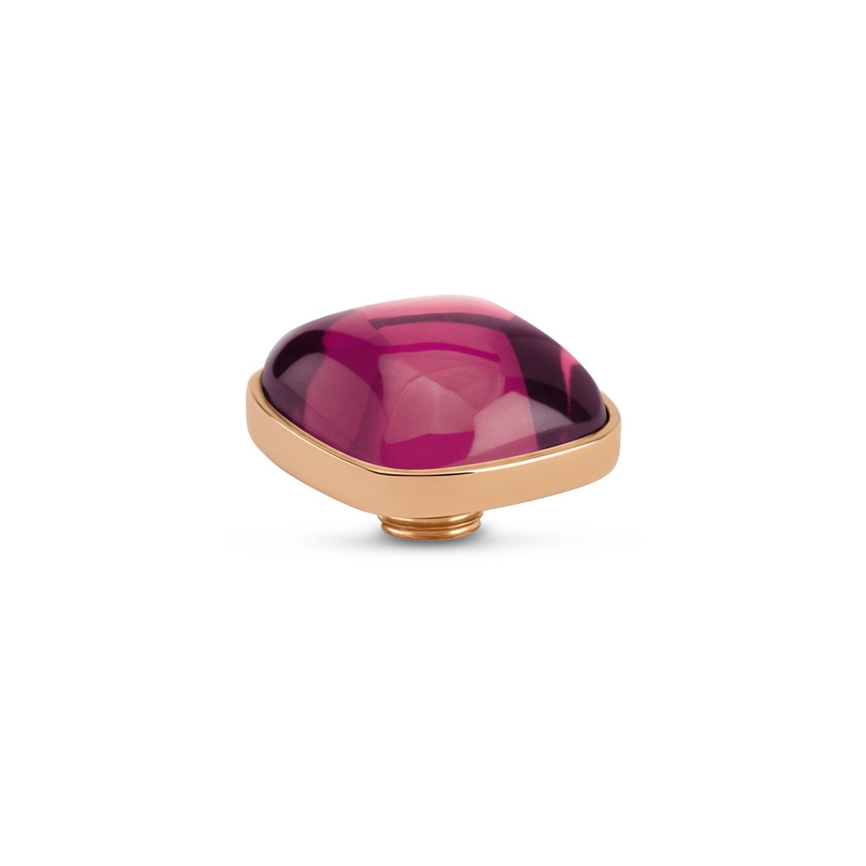 Dit is een rosekleurige sieraad uit de collectie Vivid. VI Bulb square stone
