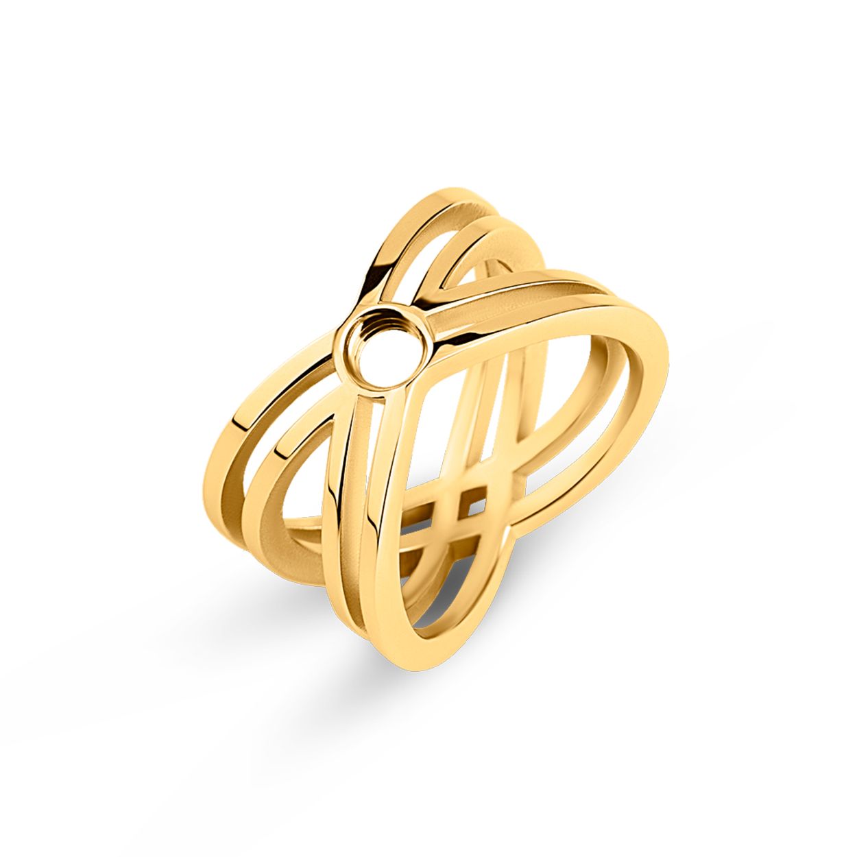 Dit is een goudkleurige ring uit de collectie Vivid in maat 62