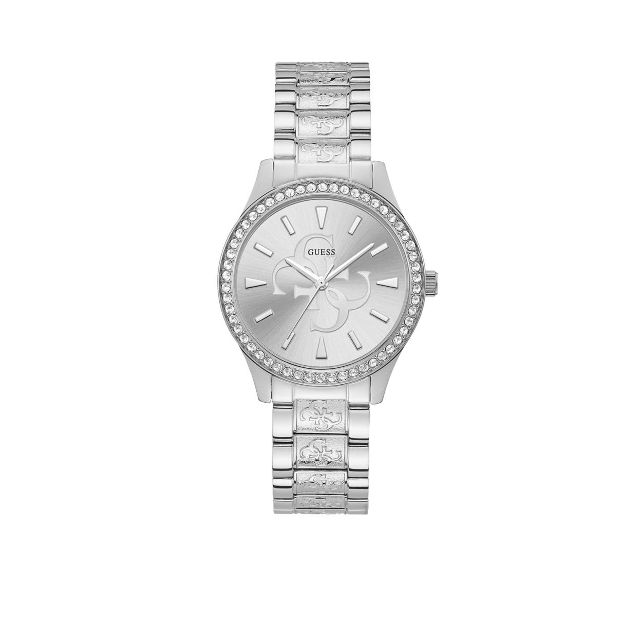 De zilveren GUESS ANNA W1280L1 dameshorloge is een onmiskenbaar GUESS horloge met een G-twist wijzerplaat, die afgezet is met een kristal lunet. Dit zilverkleurige horloge kun je eindeloos combineren bij elke outfit!
