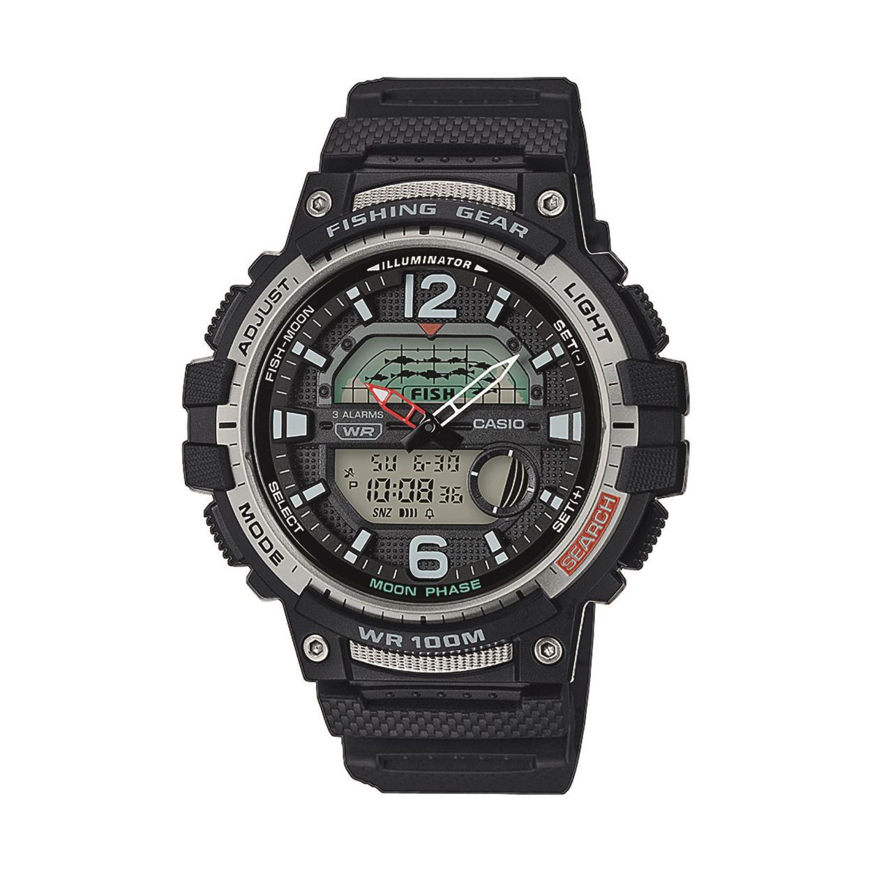 Dit horloge van Casio komt uit de collectie: CASIO Collection Men. Dit horloge heeft de volgende functies: LED lampje, 3 multifunctionele alarmen, Automatische kalender, 12/24-uurs tijdweergave, Maanfasen, Knopgeluiden aan/uit, Stopwatchfunctie - 1/100 sec. - 24 uur, Snoozefunctie, Snoozefunctie, Tweede tijdzone