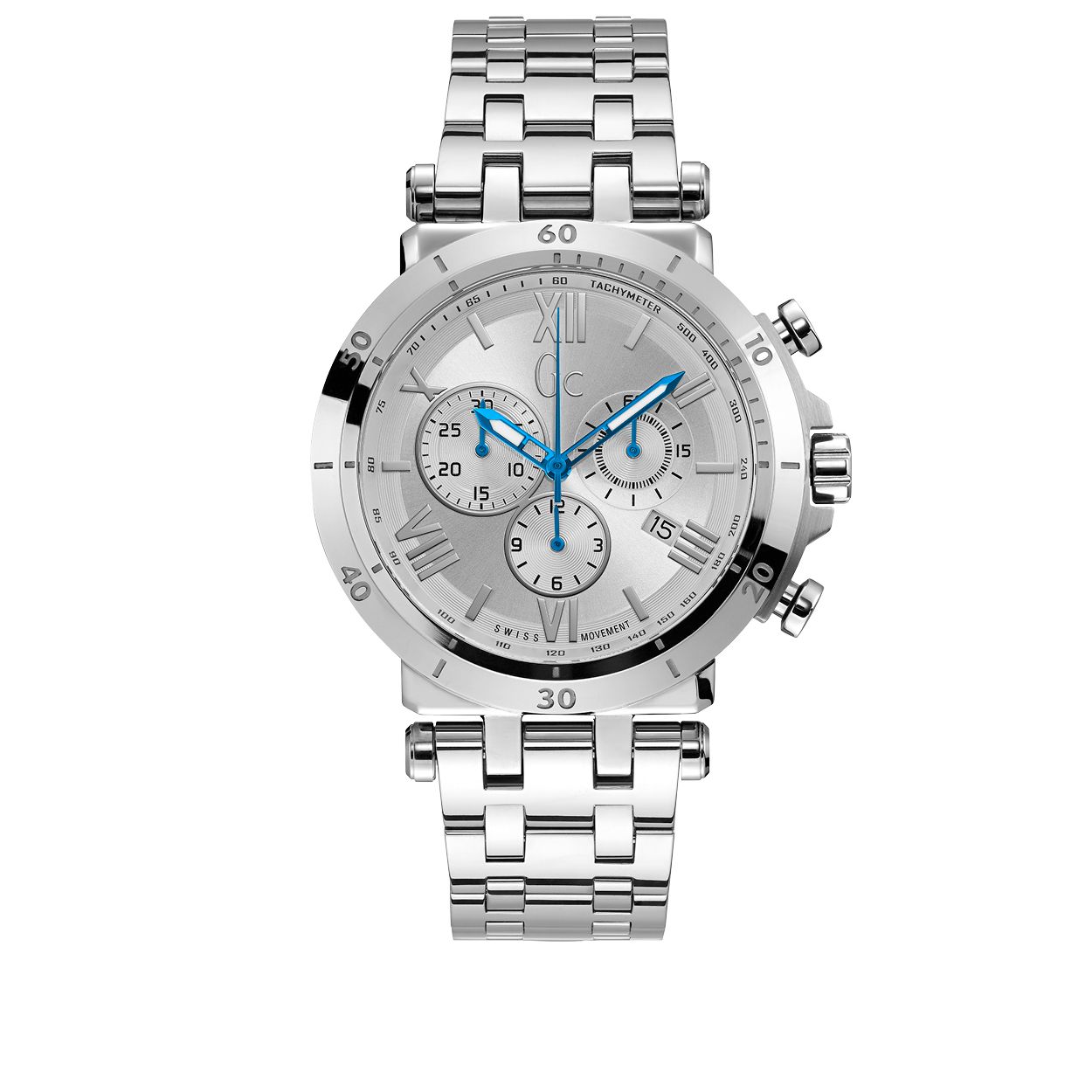 De stalen Gc Insider is een stoer, stijlvol en tijdloos heren horloge. Deze Gc Insider valt op door zijn eenvoud en klassieke design, het horloge is easy to wear. Uitgevoerd in roestvrij staal en makkelijk te combineren is met iedere stijl. De elegantie zit in de wijzerplaat met blauwe wijzers en Romeinse tijdsaanduiding. De dag/datum notering van deze chronograaf geven het geheel extra klasse en vorm. Het horloge is tot 10 ATM waterdicht. Model: Y44004G1MF