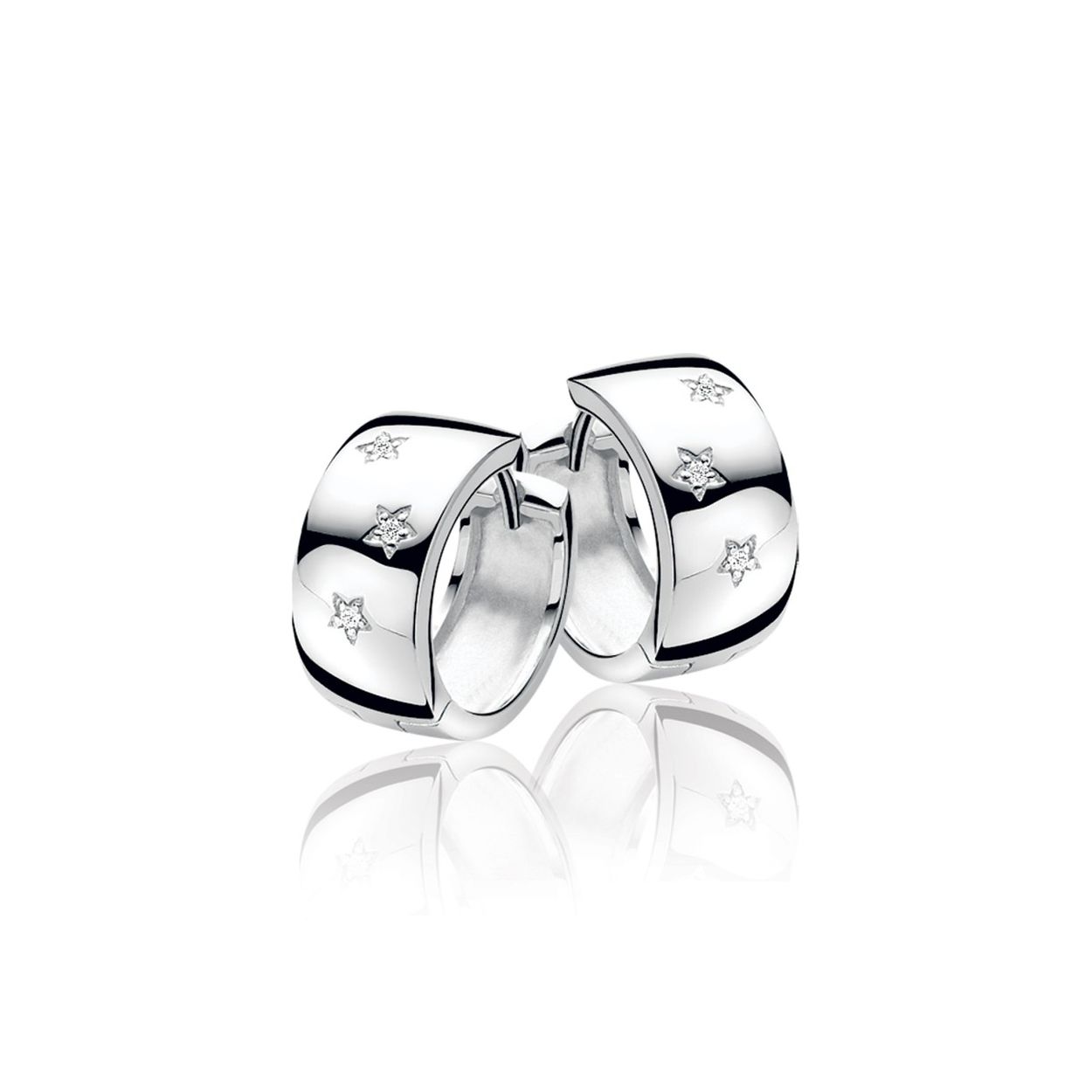 ZINZI DIAMONDS zilveren oorringen diamant ster wit ZDO47L