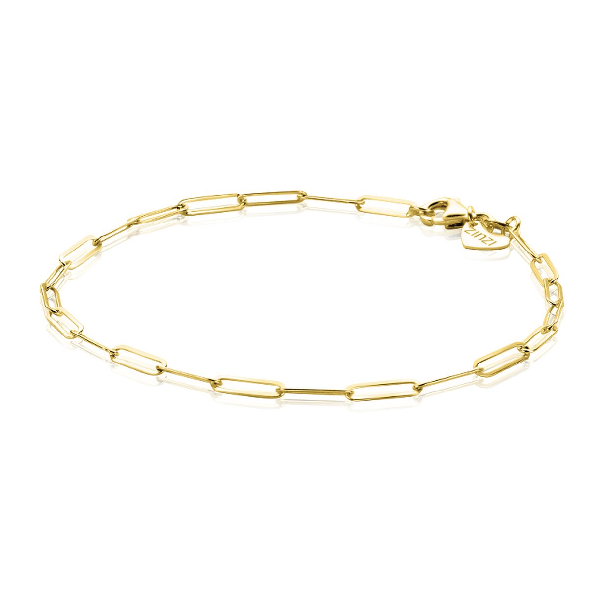 ZINZI Gold 14 karaat gouden armband met paperclip schakels 2,2mm breed ZGA296