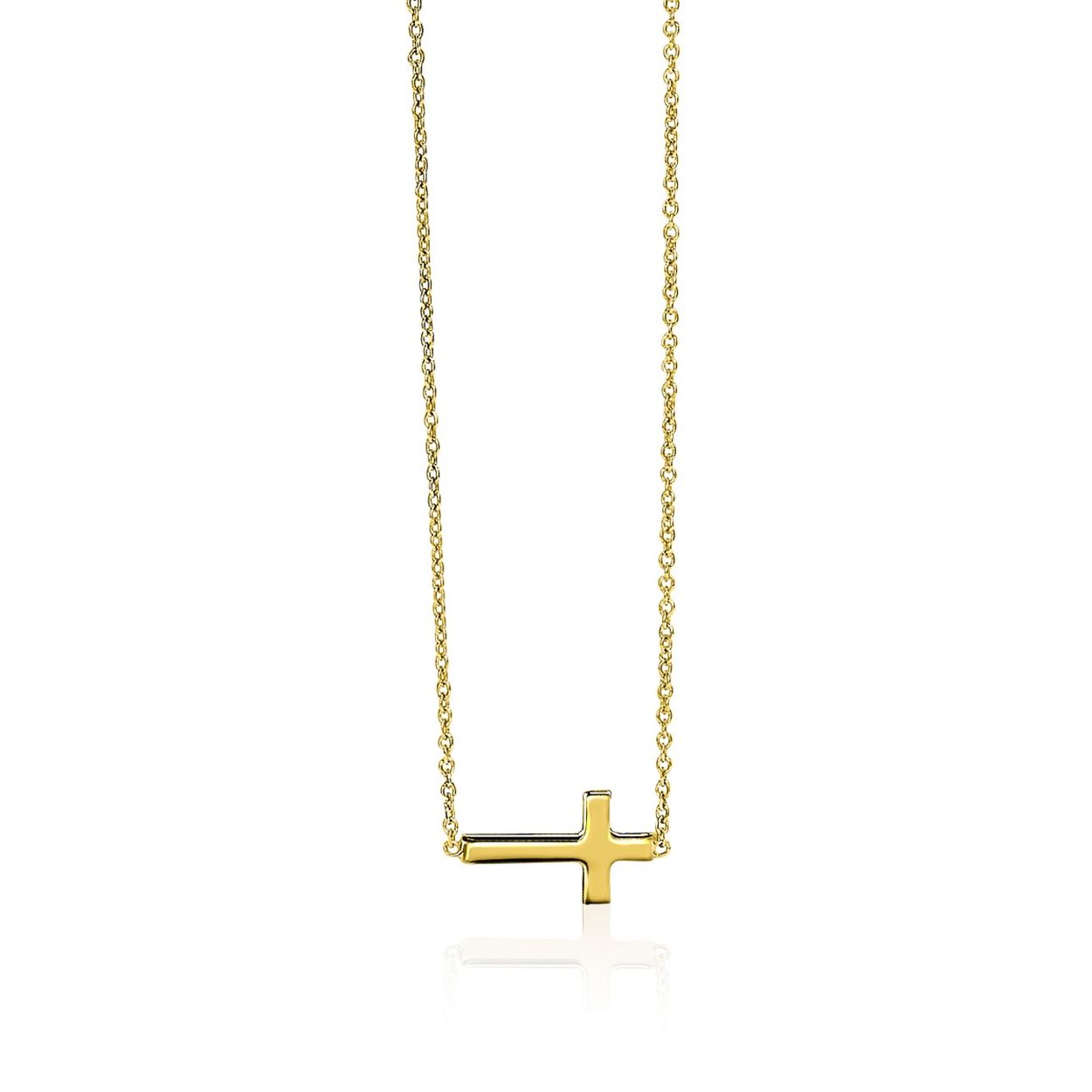 Zinzi Gold 14 karaat gouden jasseron ketting met kruis 42cm
