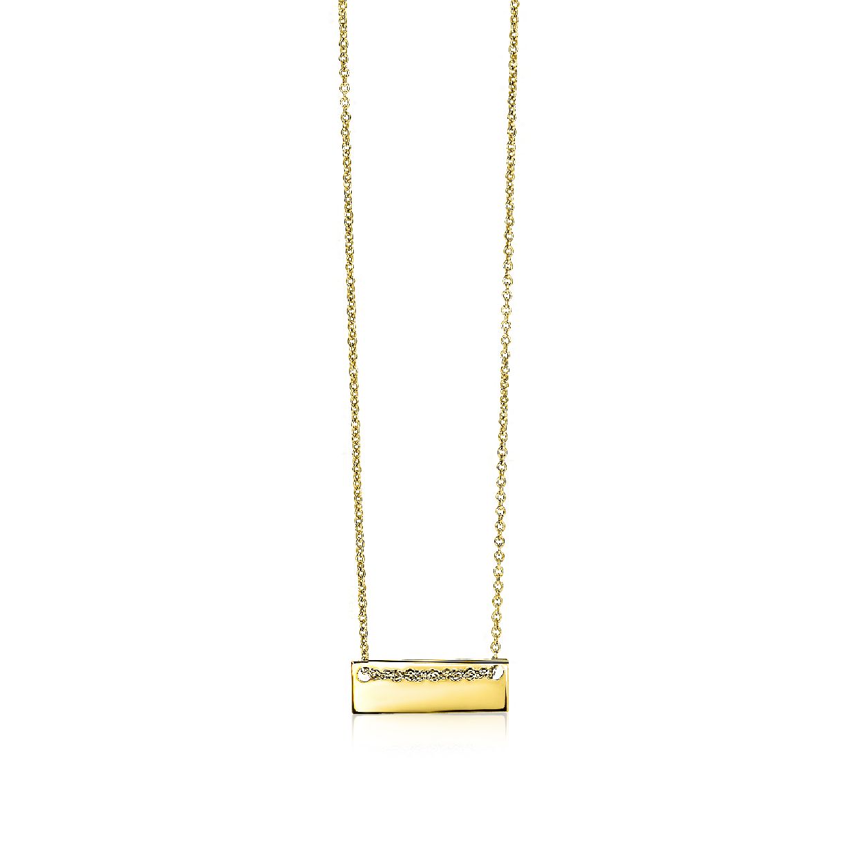 ZINZI Gold 14 karaat gouden jasseron ketting recht plaatje 42cm ZGC112
