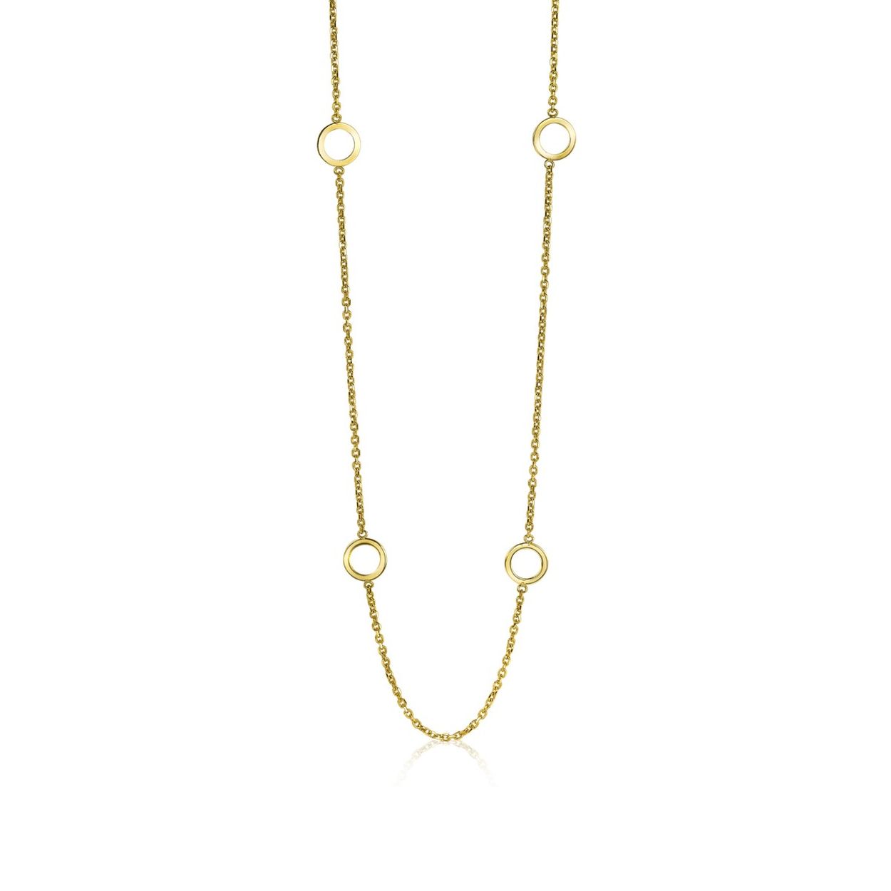 ZINZI Gold 14 karaat gouden collier 45cm rond ZGC163