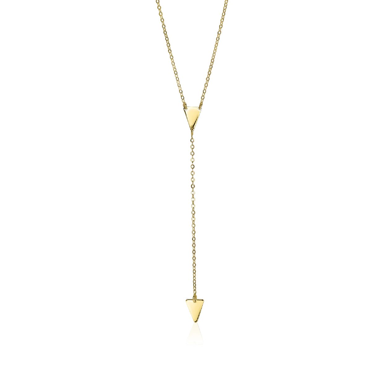 ZINZI Gold 14 karaat gouden Y-collier (45cm) met subtiele driehoekjes voor een modieuze uitstraling. 