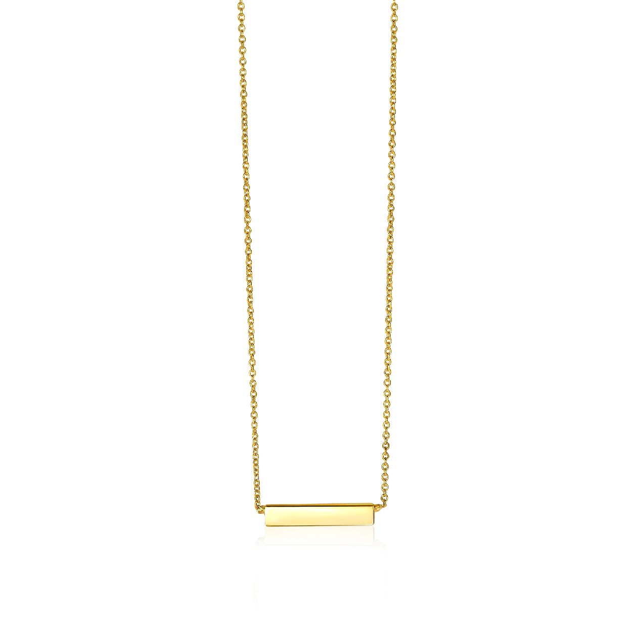 ZINZI Gold 14 karaat gouden collier plaatje glad 42cm ZGC176