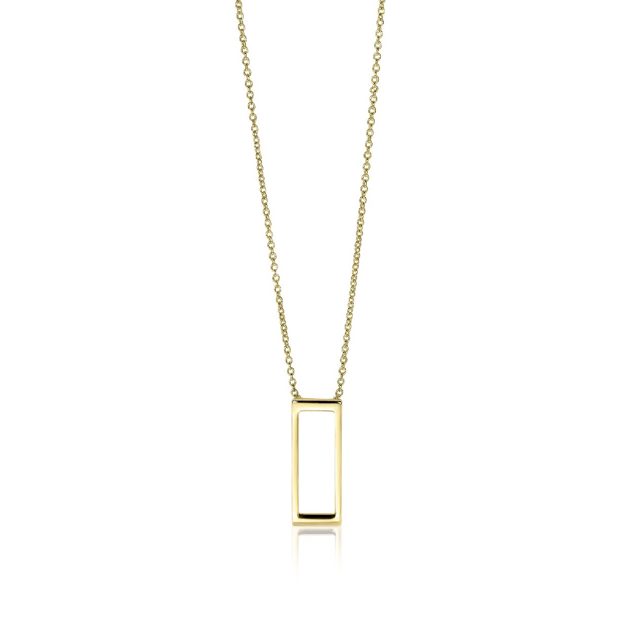 ZINZI Gold 14 karaat gouden collier open rechthoek 42cm ZGC178