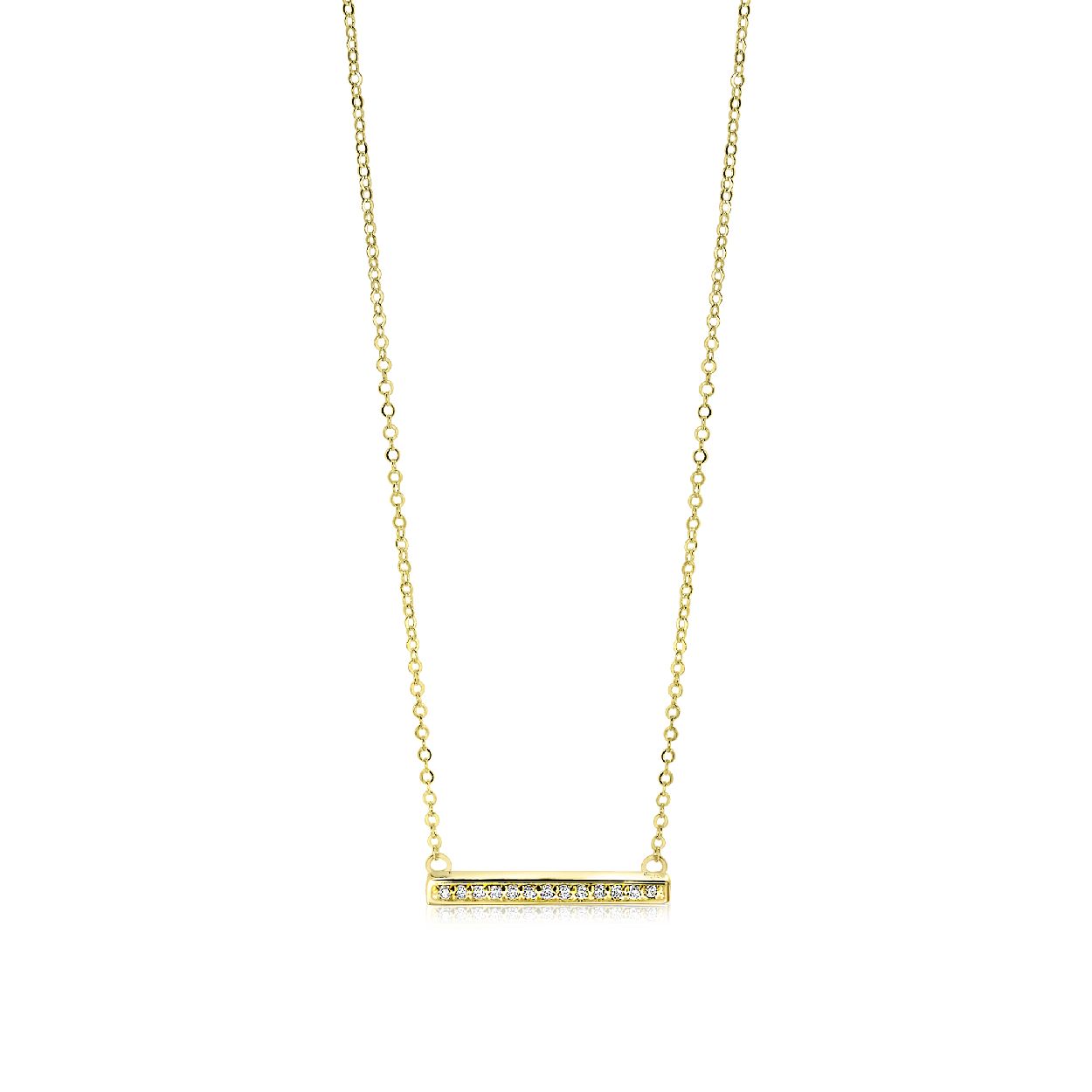 ZINZI Gold 14 karaat gouden collier staafje wit 45cm ZGC182