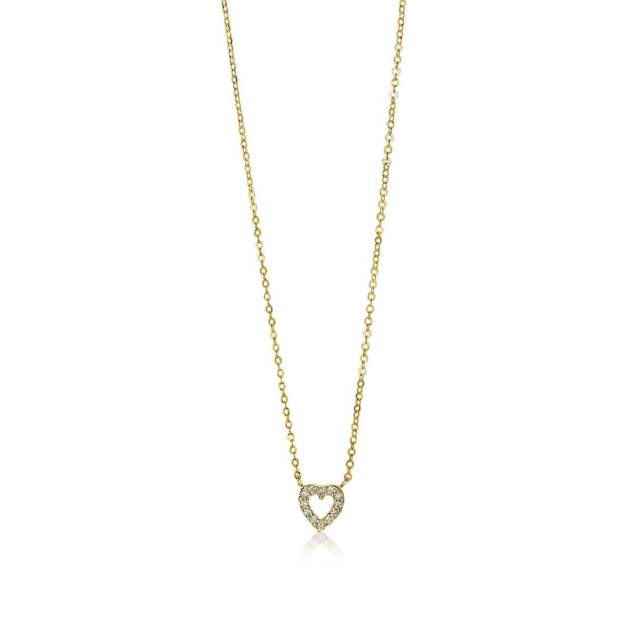 ZINZI Gold 14 karaat gouden ketting hartje wit 43cm ZGC219