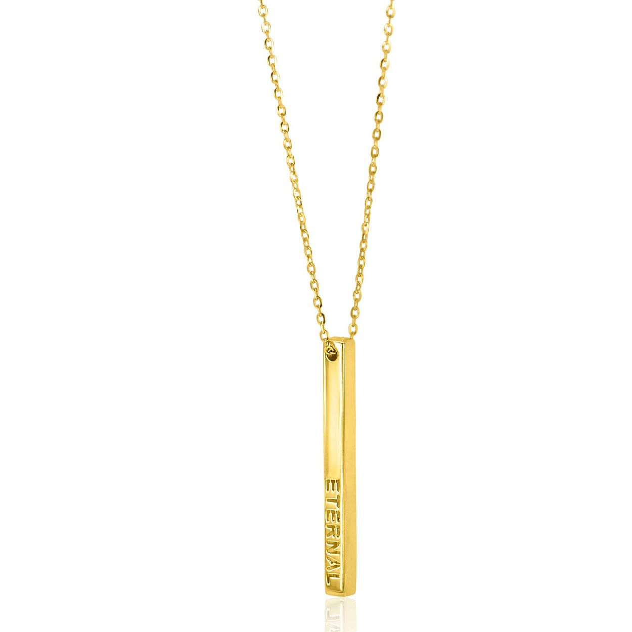 ZINZI Gold 14 krt gouden ketting 45cm met glad staafje van 30mm lang. Met liefdevolle teksten 'Love' en 'Eternal' ZGC352