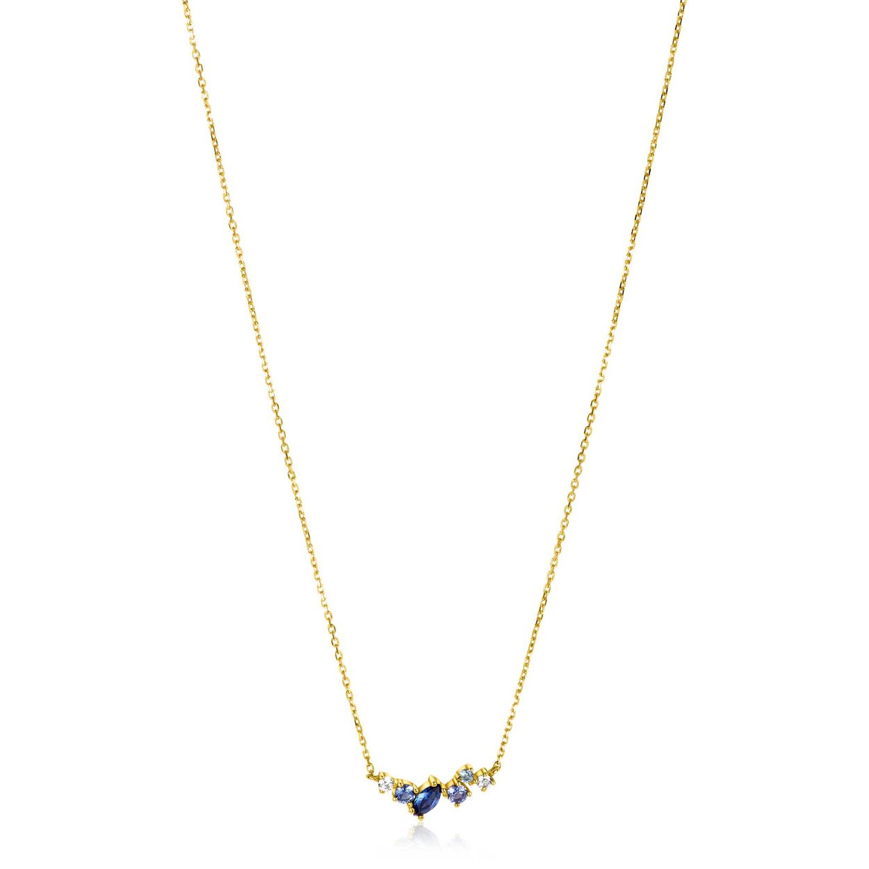 Afbeelding vergroten
Ga naar het begin van de afbeeldingen-gallerij
ZINZI Gold 14 krt gouden ketting 45cm, in het midden bezet met fijne witte, lichtblauwe en donkerblauwe zirconia's ZGC381