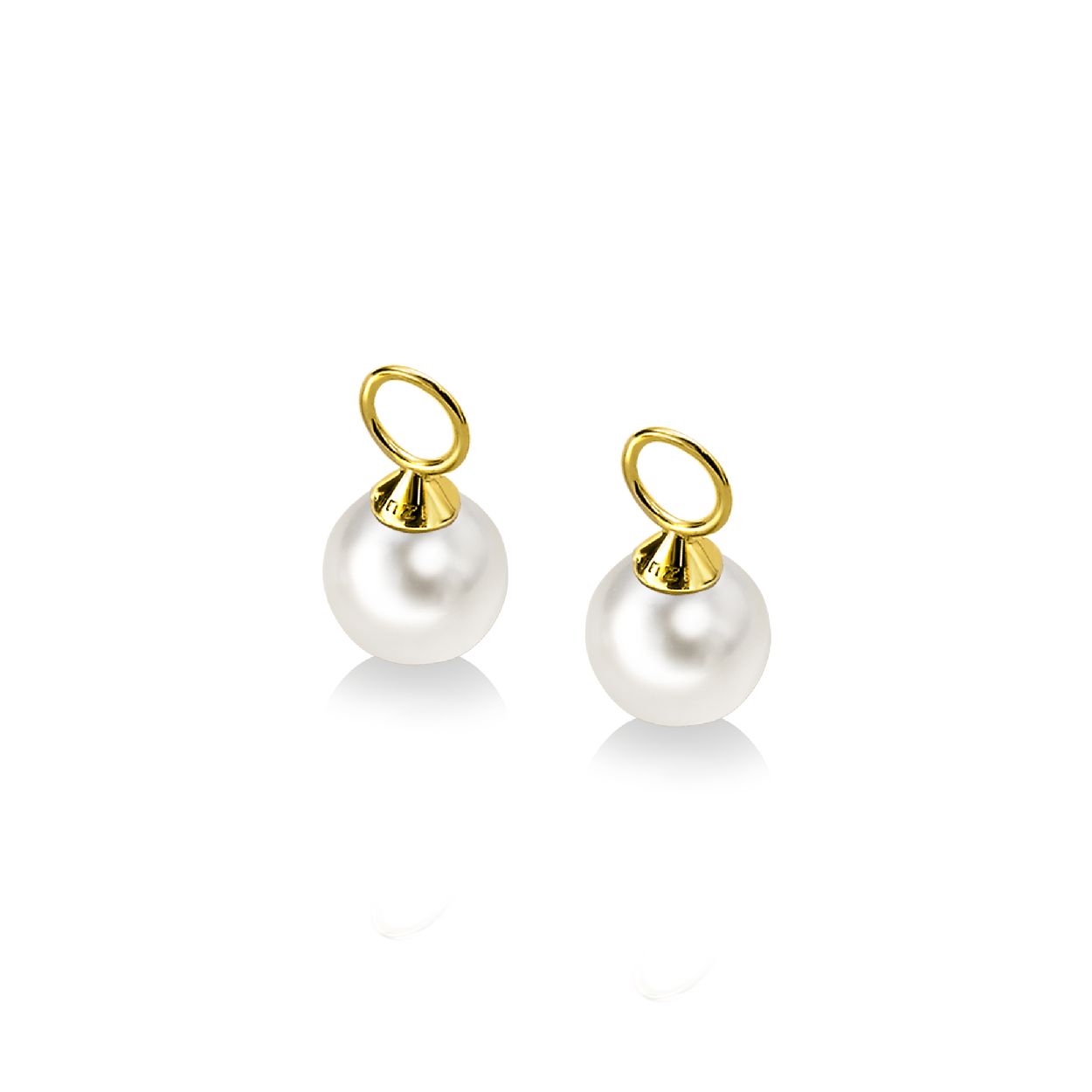 ZINZI Gold 14 karaat gouden creoolhangers parel wit ZGCH144