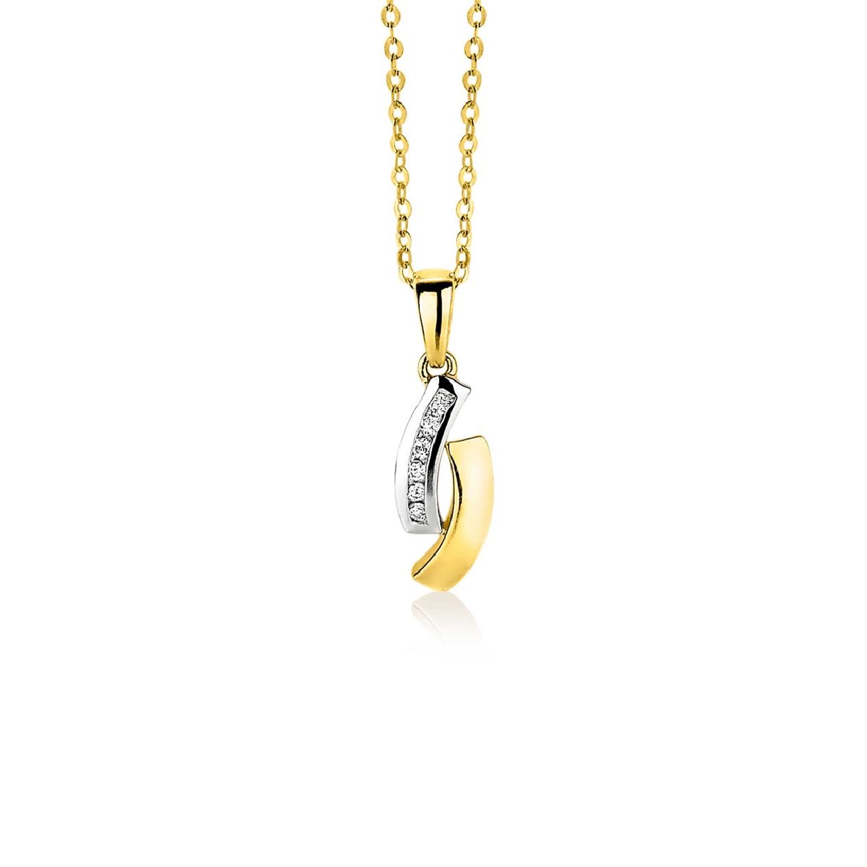 Zinzi Gold 14 karaat gouden hanger diamant wit ZGH105