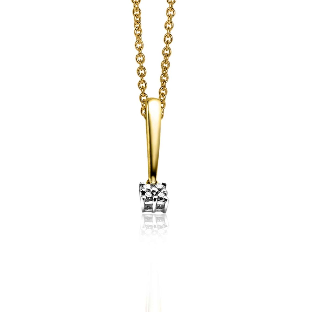 ZINZI gold 14 karaat gouden hanger diamant wit ZGH95