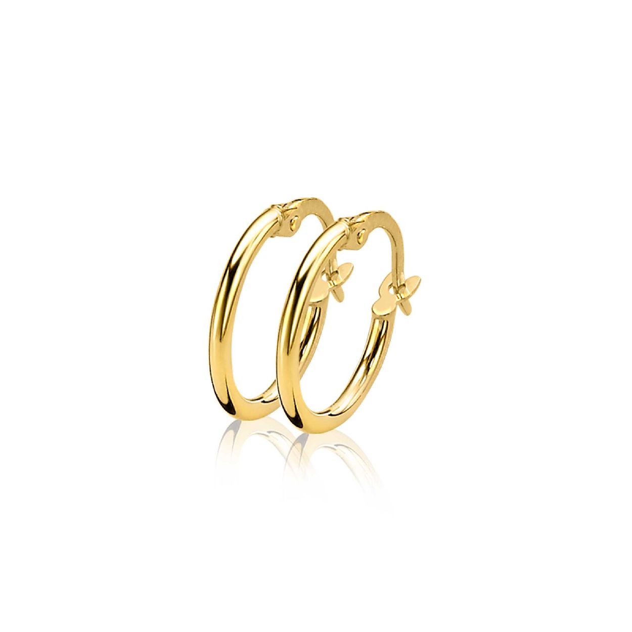 ZINZI Gold 14 karaat gouden creolen met een ronde buis. Voorzien van een handige bovensluiting. De grootte van deze oorsieraden is 13,5 x 1,5mm. Vervaardigd van geheel 14 karaat goud (585).
