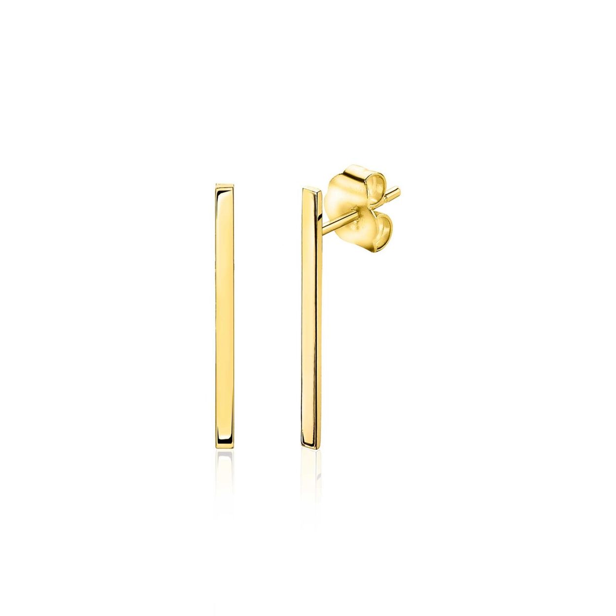 ZINZI Gold 14 karaat gouden oorknoppen vierkante staaf 20mm ZGO183L