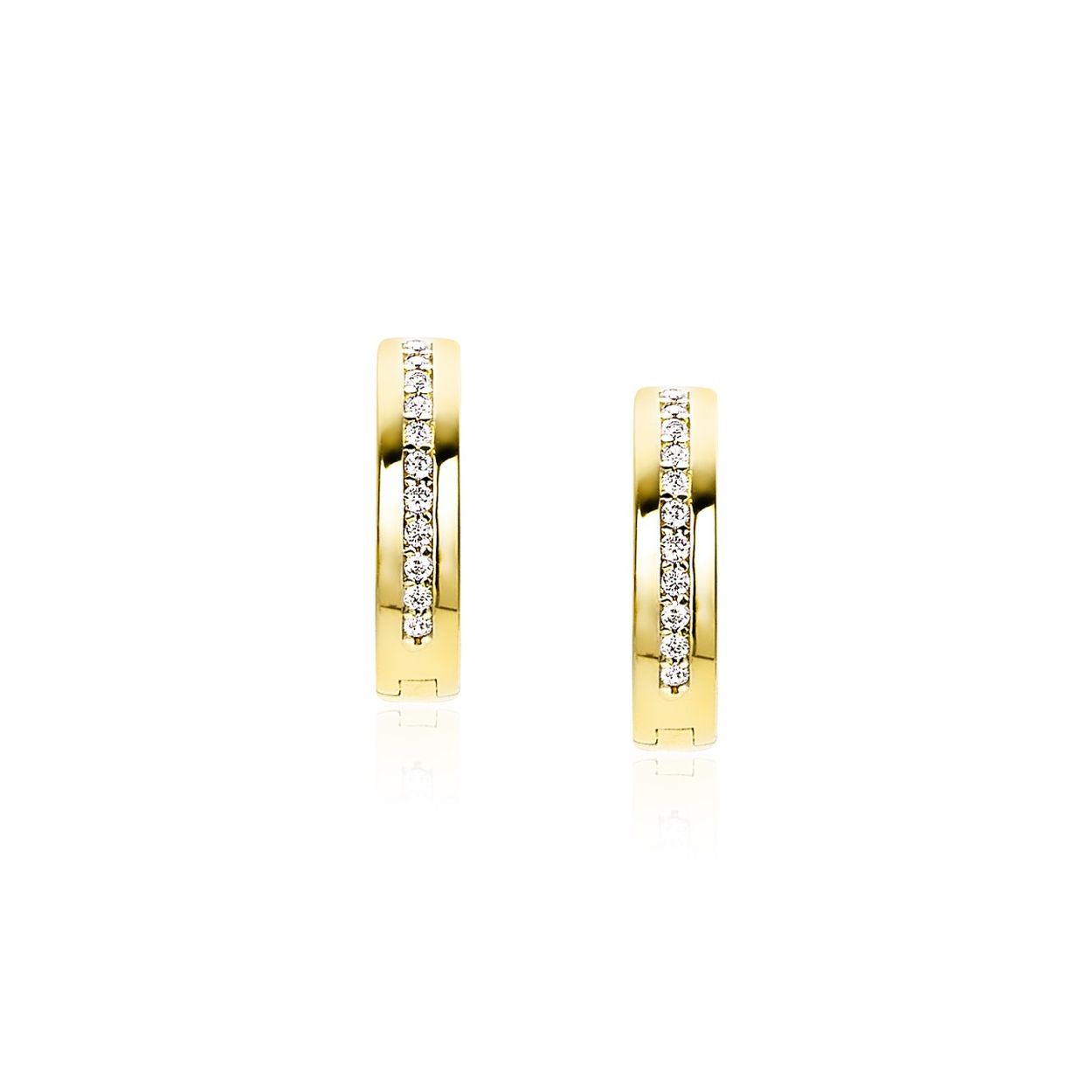 ZINZI Gold 14 karaat gouden oorringen wit zirconia 13 x 3,2mm ZGO206