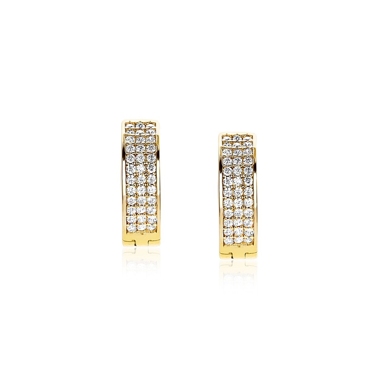 ZINZI Gold 14 karaat gouden oorringen wit zirconia 13,5x4mm ZGO211