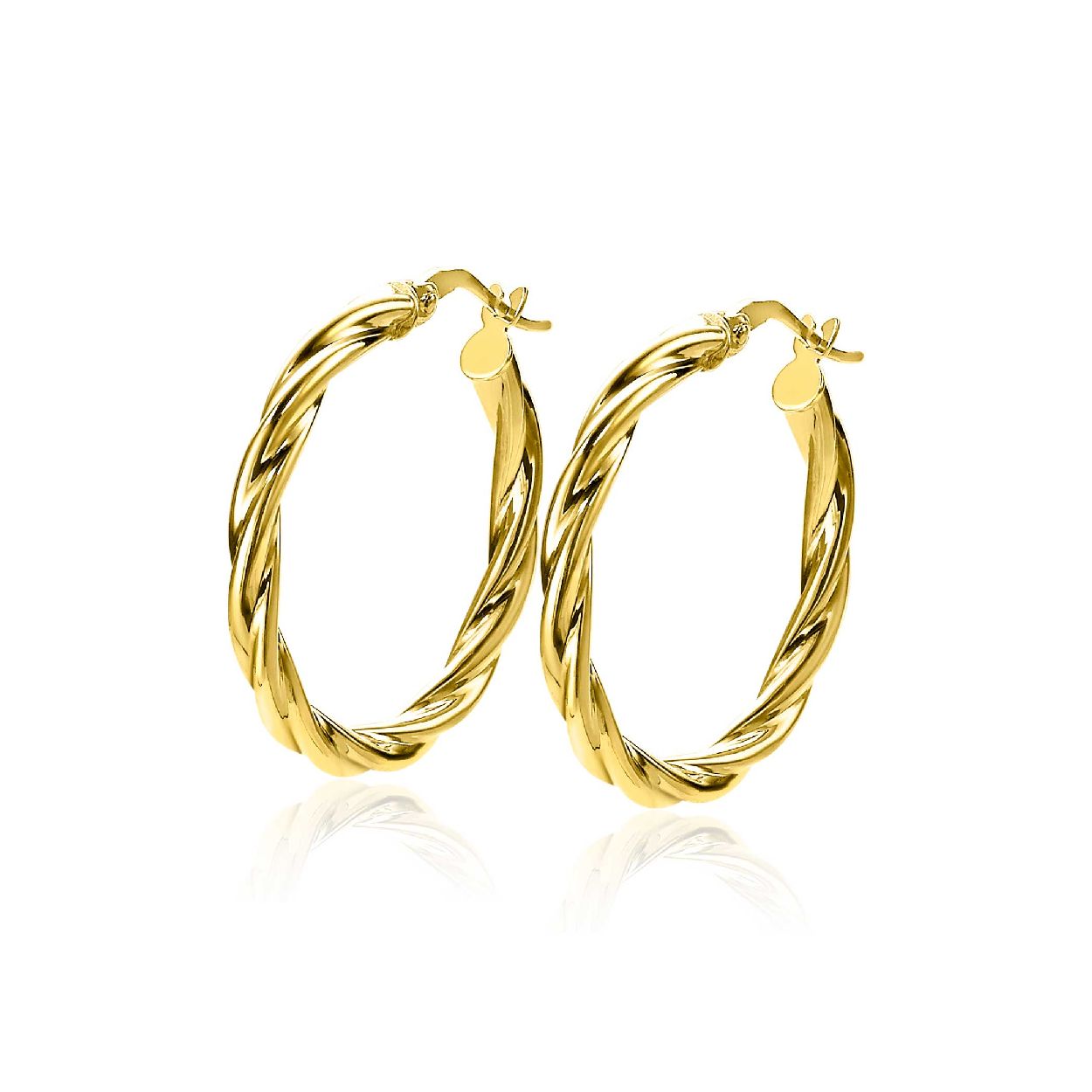 ZINZI Gold 14 karaat gouden oorringen gedraaide buis 25 x 2,5mm ZGO268