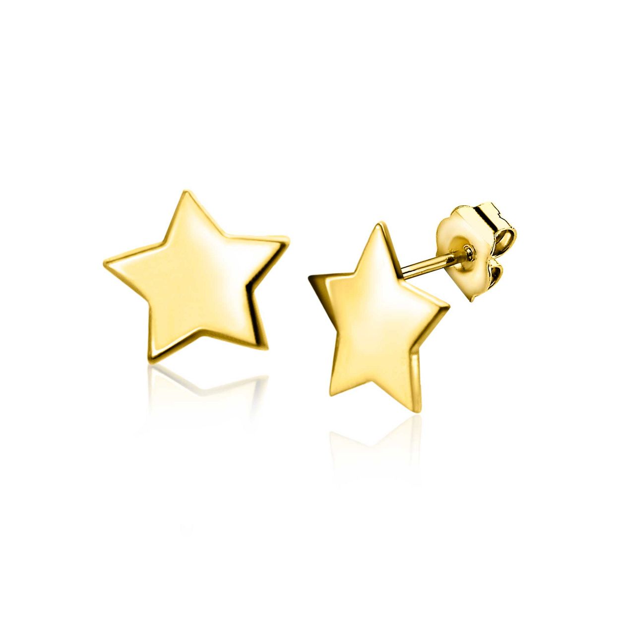 ZINZI Gold 14 karaat gouden glanzende ster oorstekers 5,5mm groot. Vervaardigd van geheel 14 karaat goud (585).