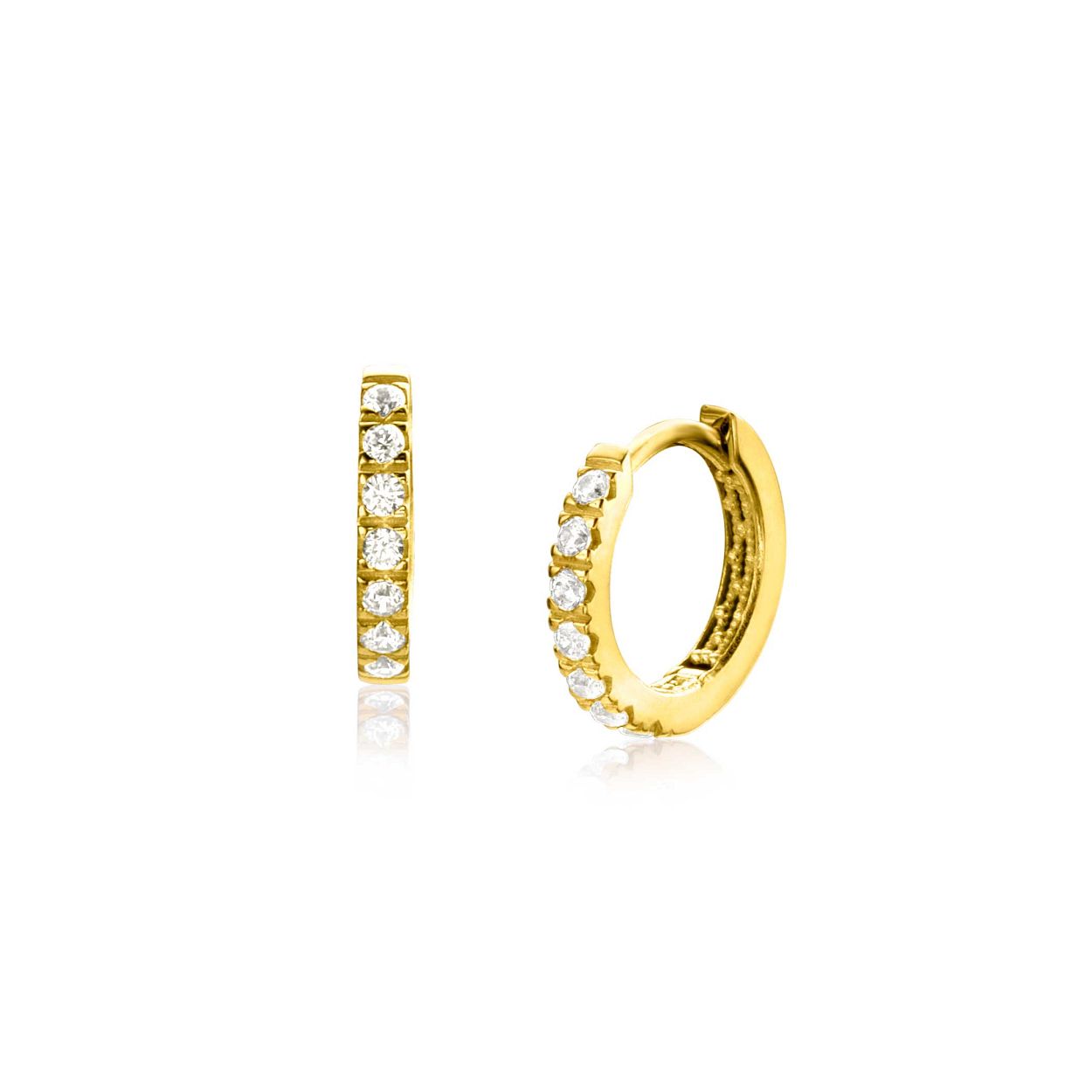12x2mm Goud met Zirkonia klapcreolen