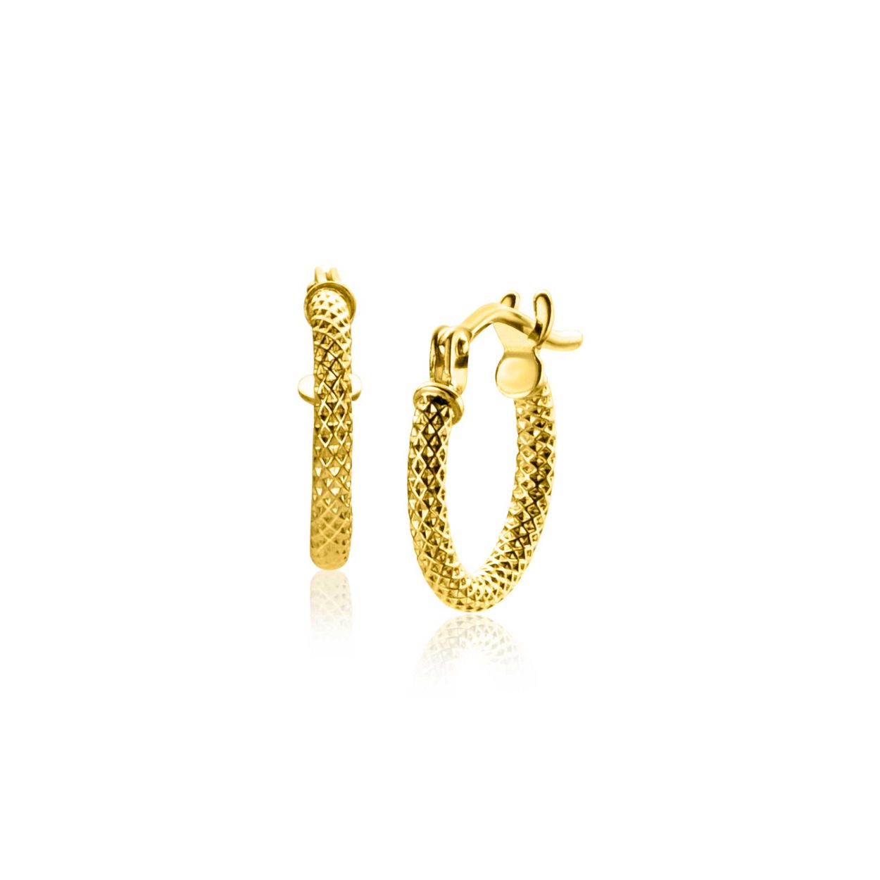 ZINZI Gold 14 karaat gouden oorringen 11,5mm met een schitterende bewerkte buis van 1,6mm breed. Voorzien van een handige bovensluiting. Vervaardigd van geheel 14 karaat goud (585).