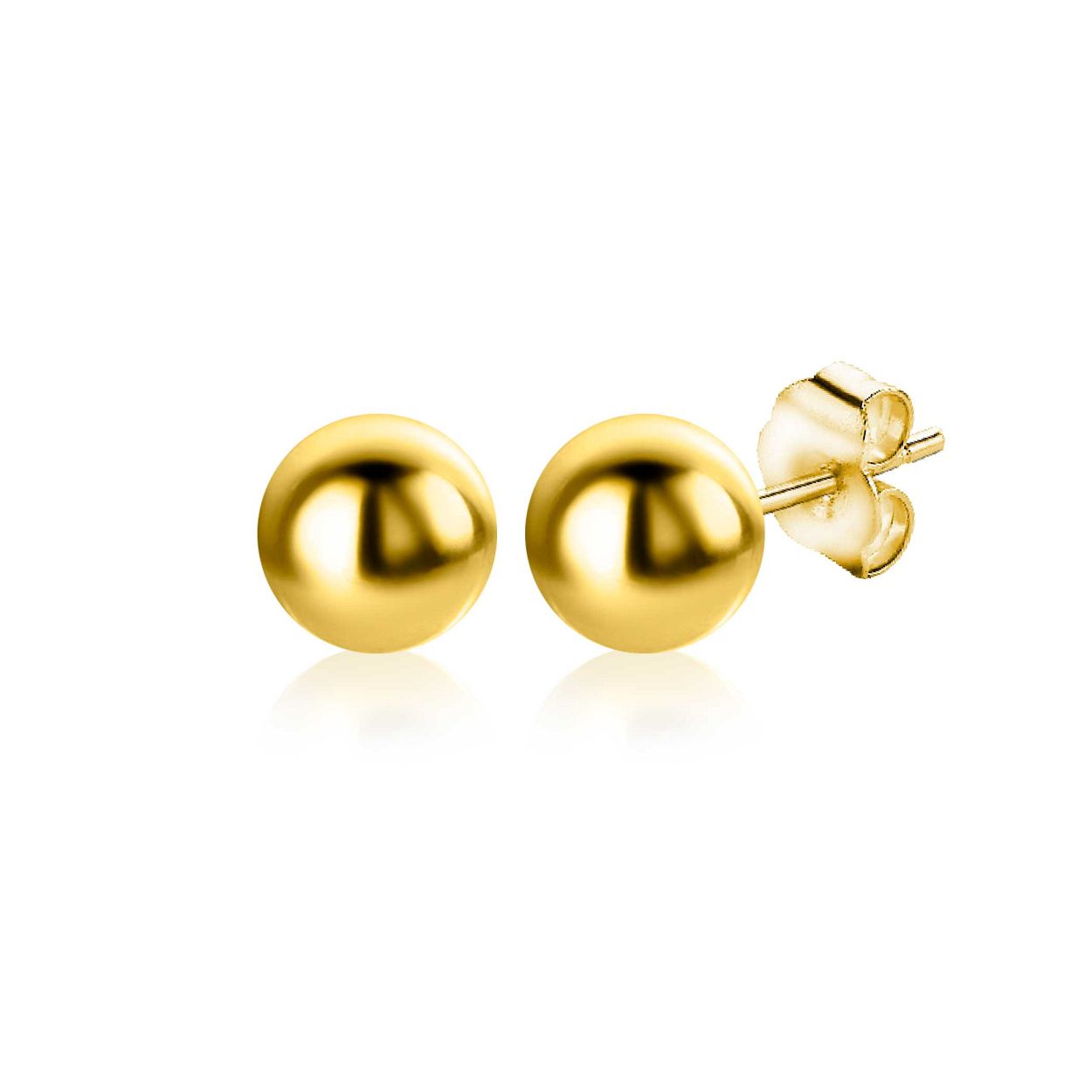 4mm ZINZI Gold 14 krt gouden glanzende bol oorknoppen 5mm ZGO395