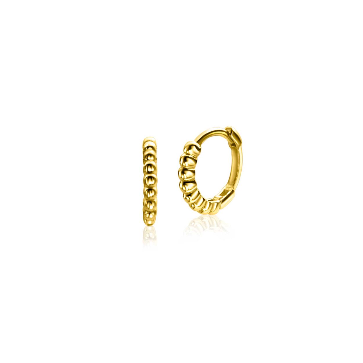 ZINZI Gold 14 karaat gouden oorringen 10mm met bolletjes motief en luxe scharniersluiting. Grootte 10mm met een 1,7mm brede ronde buis. Vervaardigd van geheel 14 karaat goud (585).