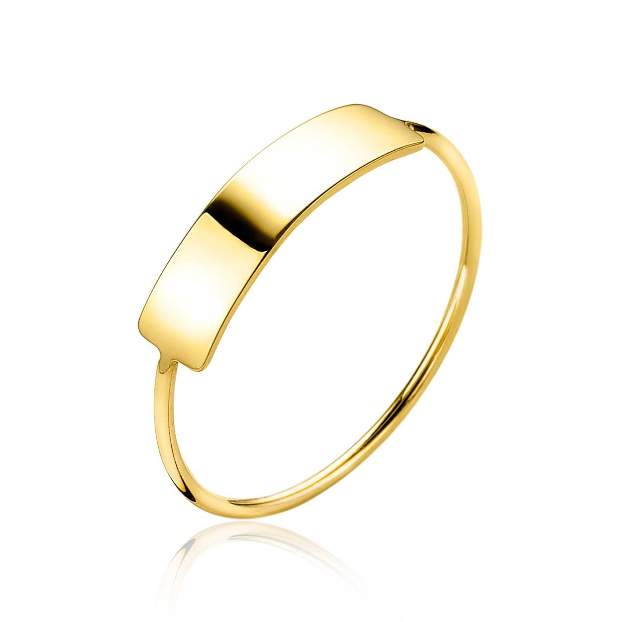 ZINZI Gold 14 karaat gouden ring met glad rechthoekig plaatje in het midden. Vervaardigd van geheel 14 karaat goud (585).