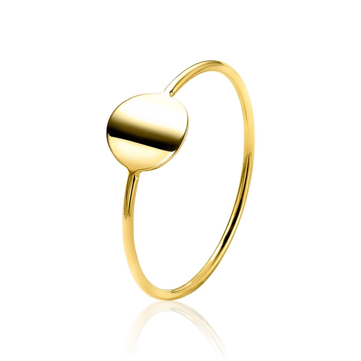 ZINZI Gold 14 karaat gouden ring met glad rond plaatje. Vervaardigd van geheel 14 karaat goud (585).