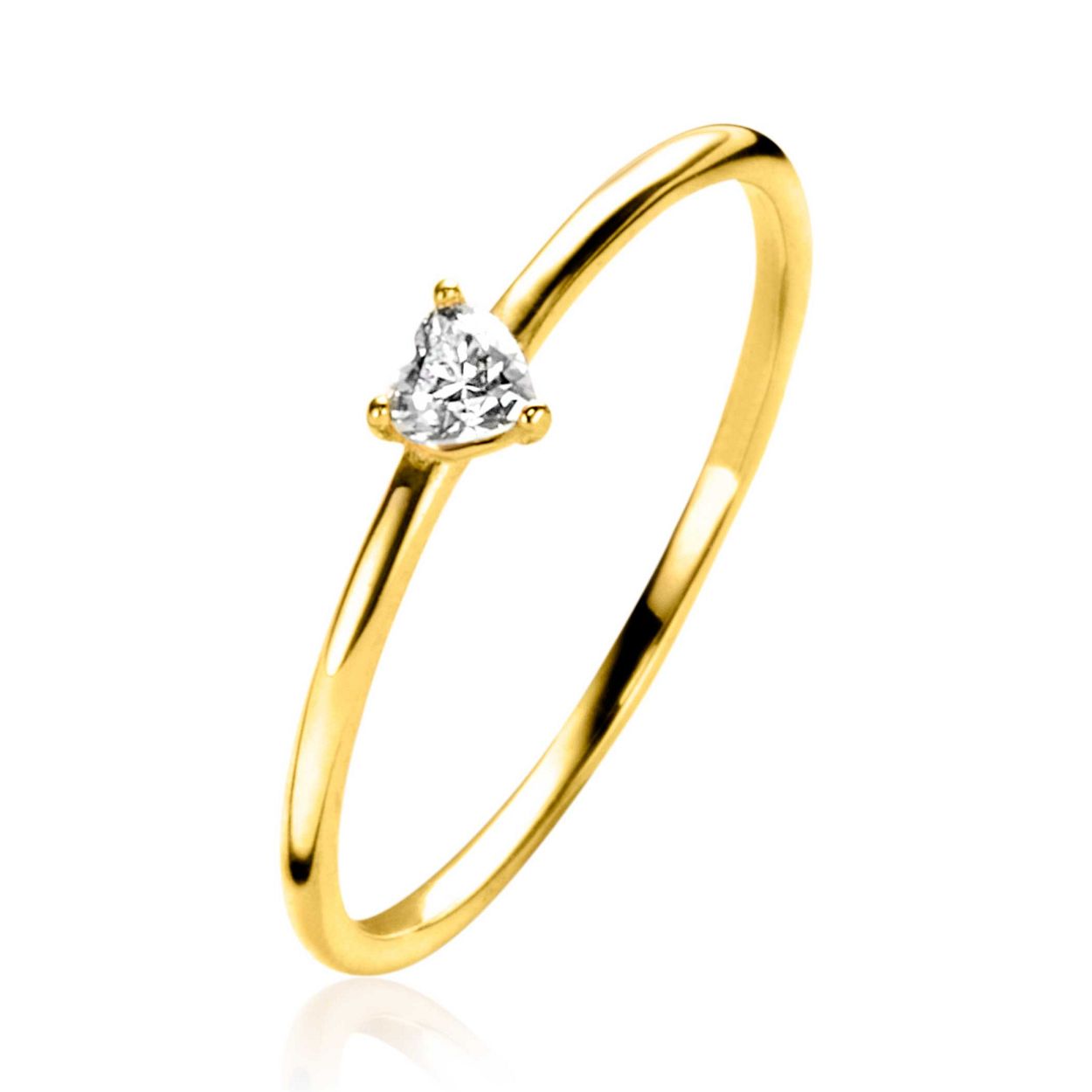 ZINZI Gold 14 karaat gouden ring bezet met een witte zirconia in driehoekszetting (3,6mm). Vervaardigd van geheel 14 karaat goud (585).