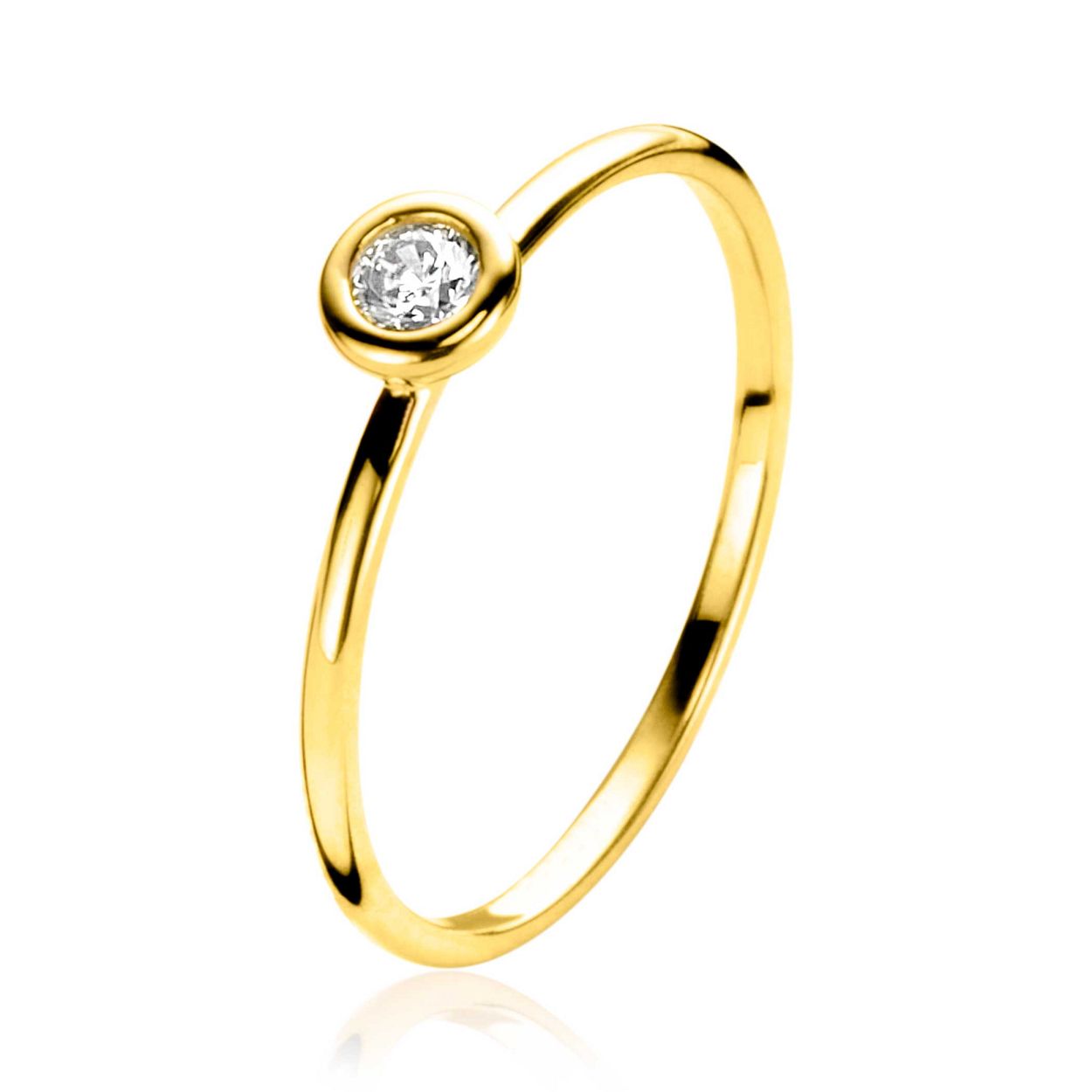 ZINZI Gold 14 karaat gouden ring bezet met ronde witte zirconia 4,5mm breed. Mooi om te combineren met andere ZINZI Gold ringen. Vervaardigd van geheel 14 karaat goud (585).
