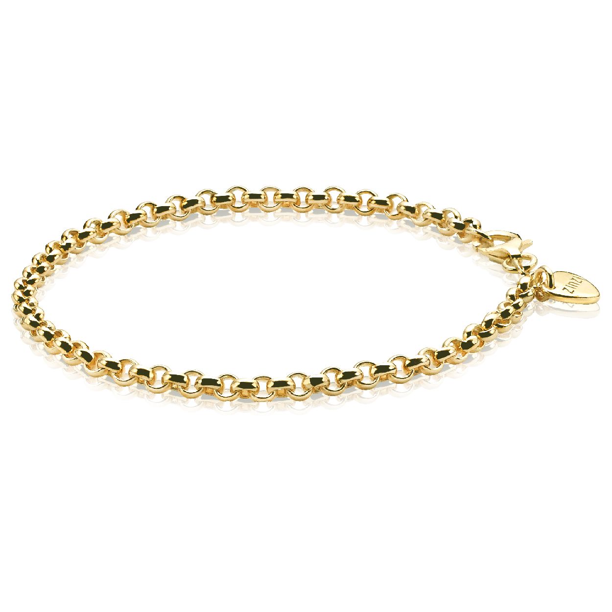 ZINZI zilveren jasseron armband geel verguld 5mm breed 19cm ZIA1009G