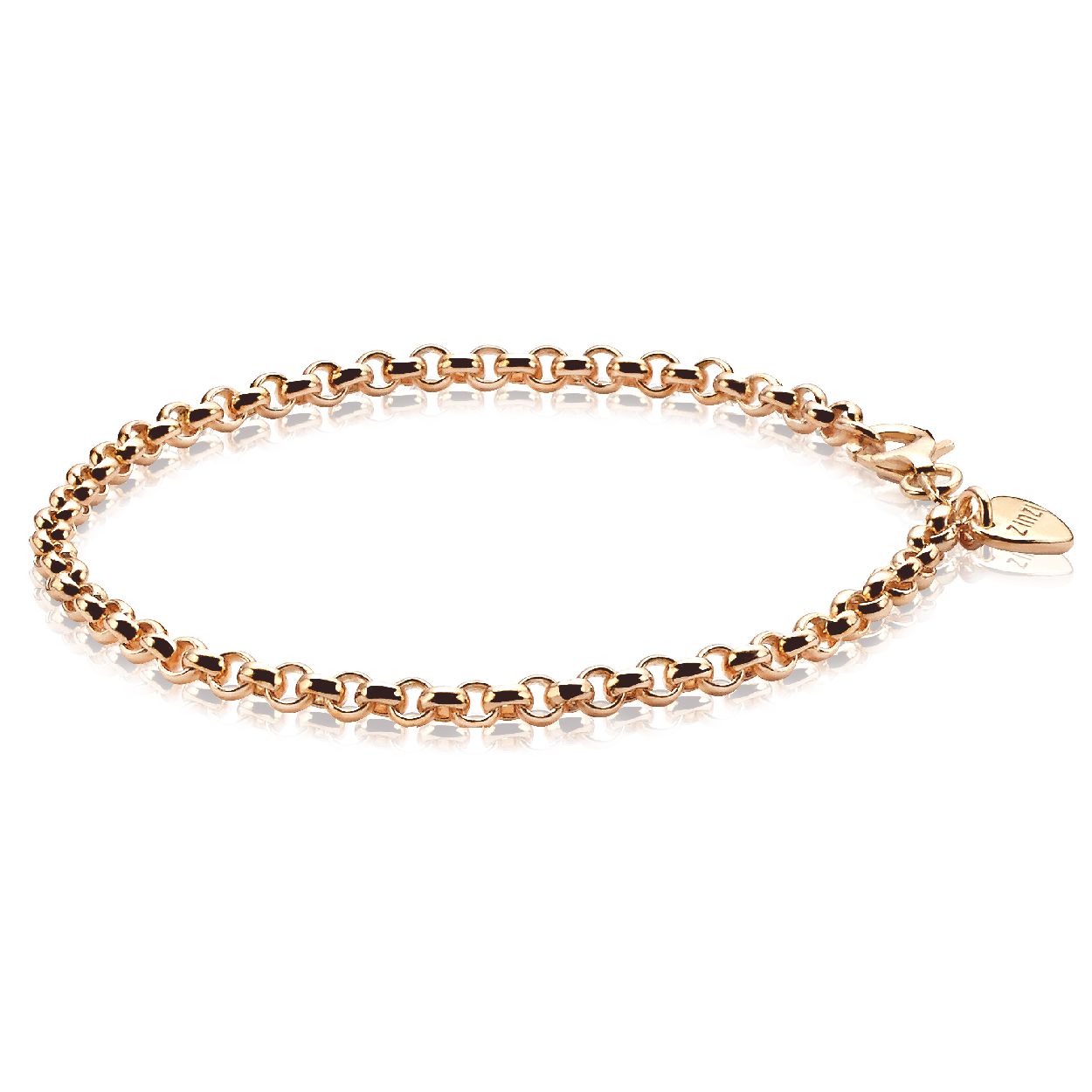 ZINZI CHAIN zilveren rosé vergulde jasseron armband in 5mm breedte op 21 cm lengte. Een tijdloze schakel en met iedere armband te combineren. Bij sluiting herkenbaar ZINZI, door het zilveren ZINZI hartje. Vervaardigd van eerste gehalte zilver (925) en met extra rodiumlaag voor een langdurige glans.