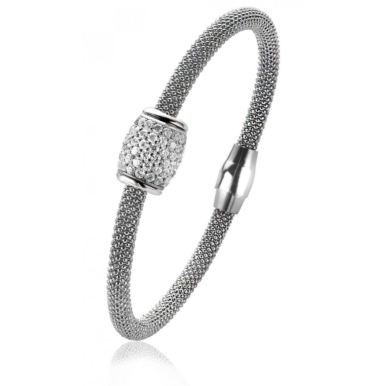 Zinzi zilveren strakke armband 58mm diameter wit ZIA1049