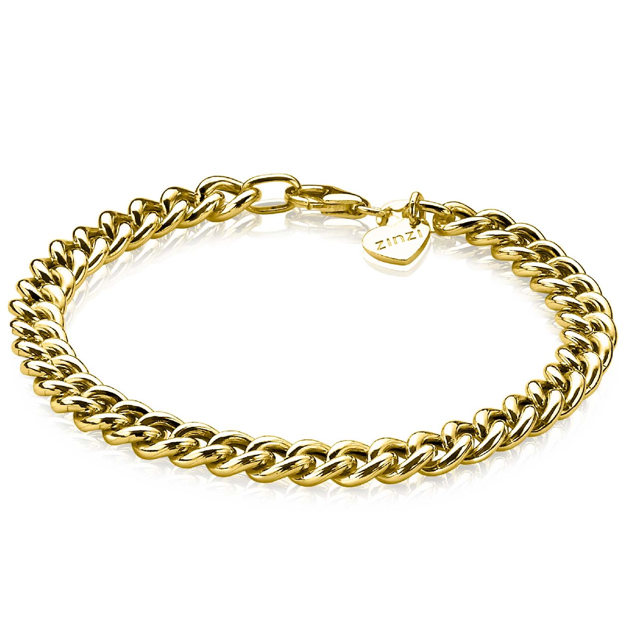 ZINZI zilveren gourmet armband geel verguld 6,5mm breed 19cm ZIA1056G