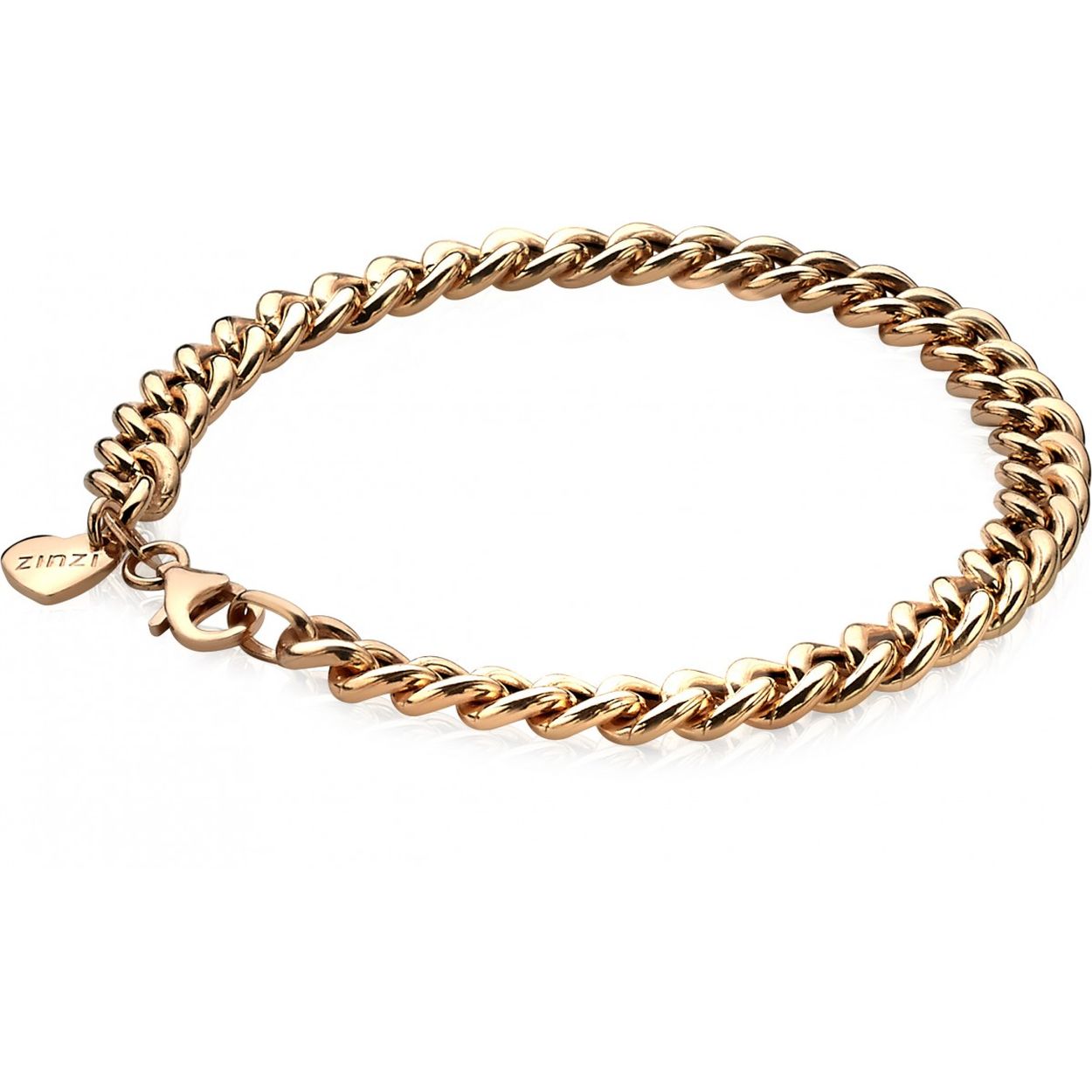 ZINZI zilveren gourmet armband ros� verguld 6,5mm breed 19cm ZIA1056R