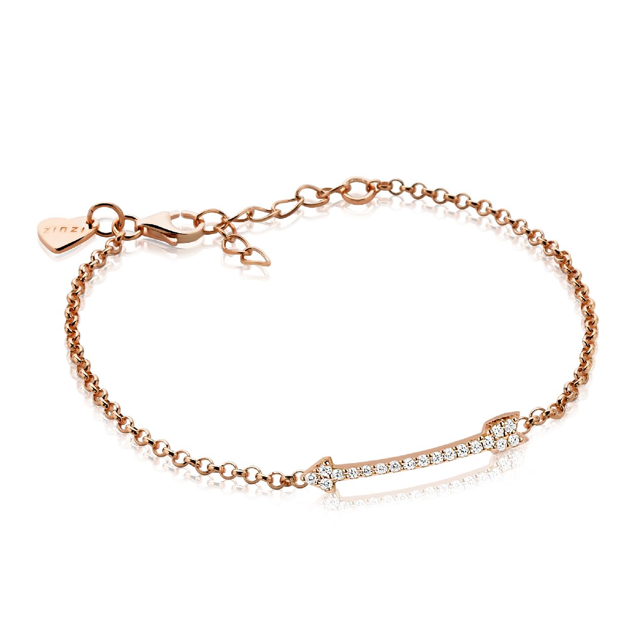 ZINZI zilveren fantasie armband rose verguld wit 17-20cm ZIA1064R