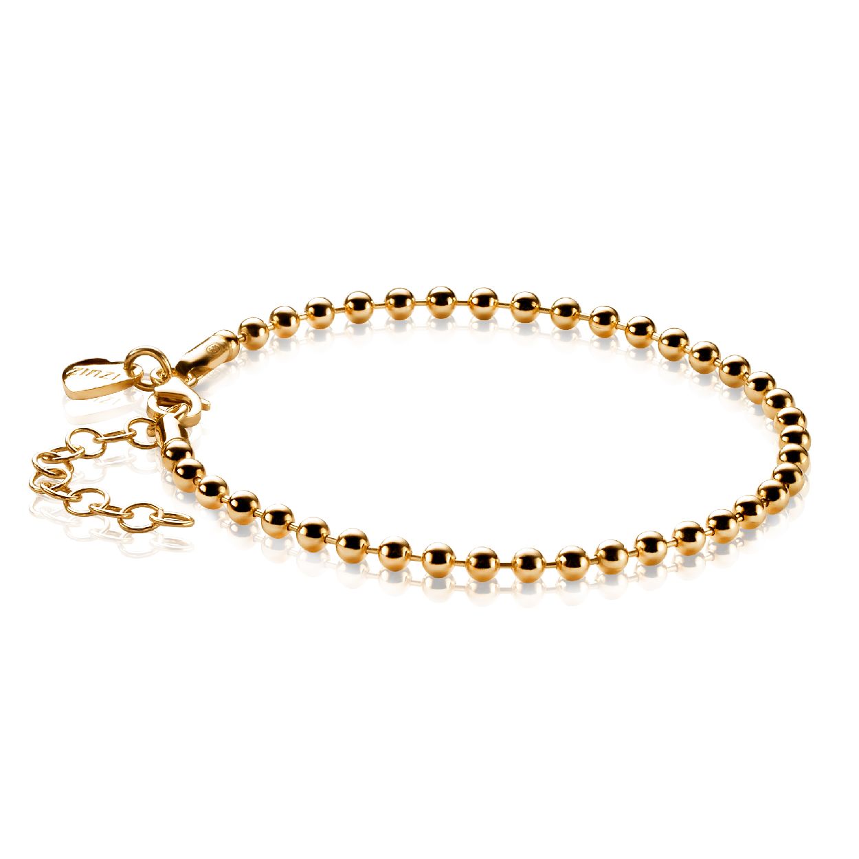 ZINZI zilveren bolletjes armband geel verguld 17,5-20,5cm ZIA1127G