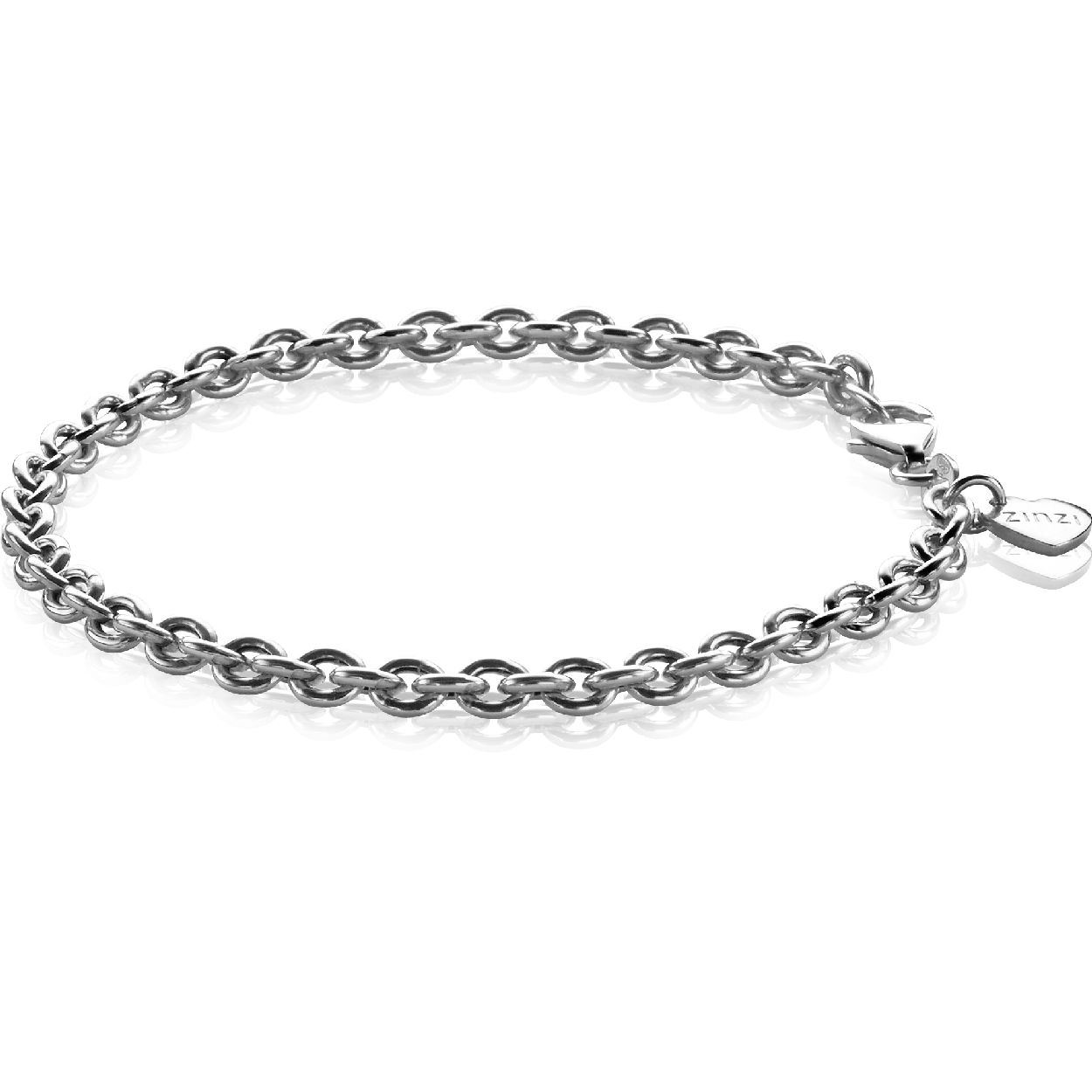 ZINZI zilveren anker armband. Met herkenbaar Zinzi hartje bij de sluiting. Gemakkelijk te combineren met andere armbanden. Vervaardigd van eerste gehalte zilver (925) en met extra rodiumlaag voor een langdurige glans.