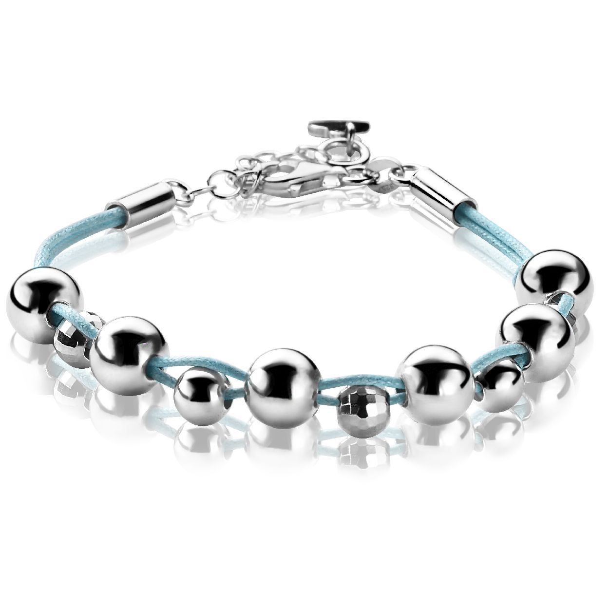 Zinzi zilveren armband koord turquoise 18-21cm ZIA1166B