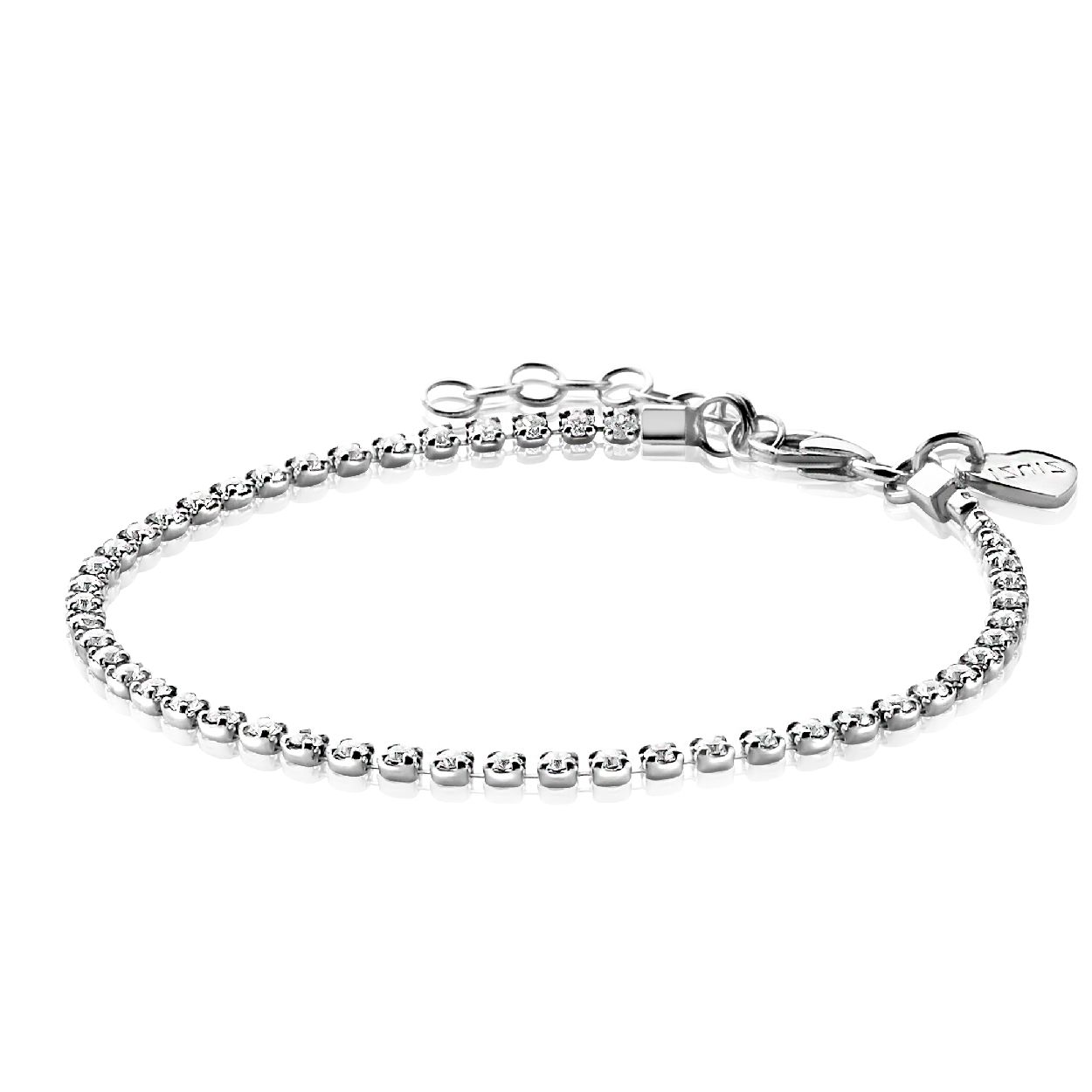 Zinzi zilveren tennisarmband wit 17-20cm ZIA1210