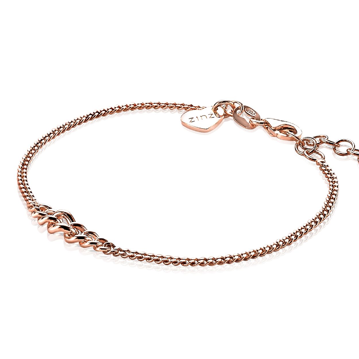 ZINZI zilveren gourmet armband rose verguld 17-20 cm ZIA1259R